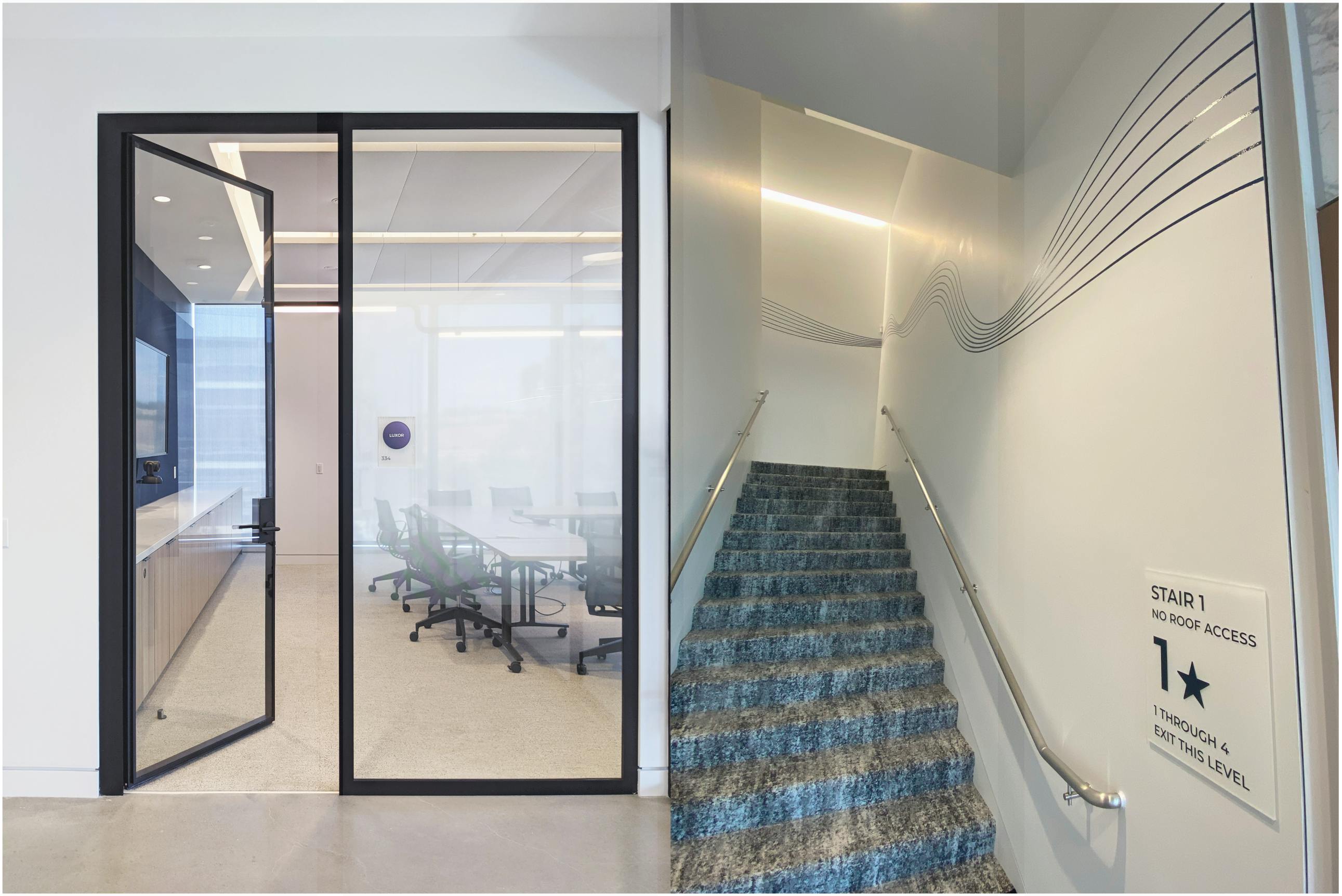 glass doors and hallway