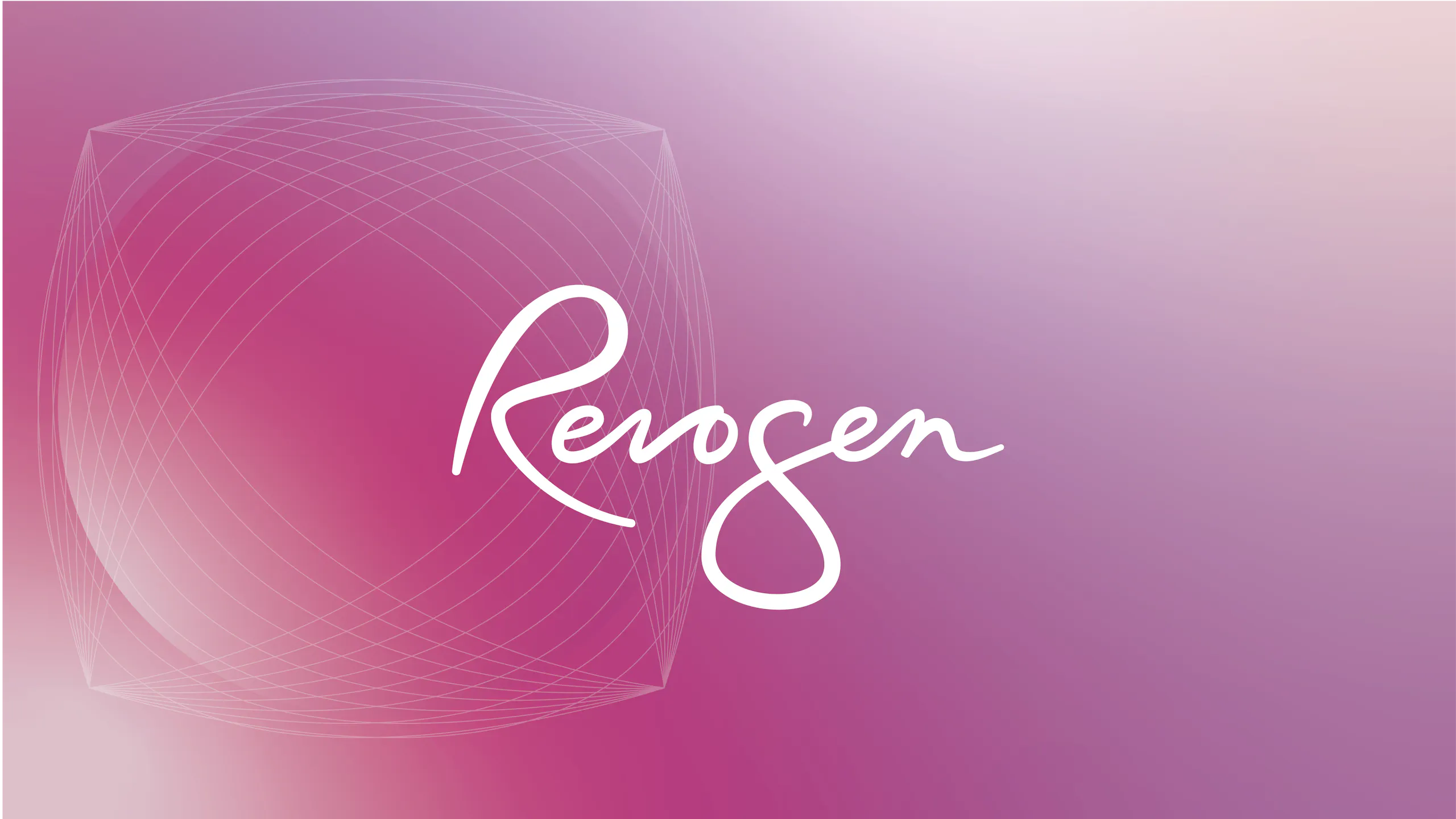 handwritten logotype over pink gradient