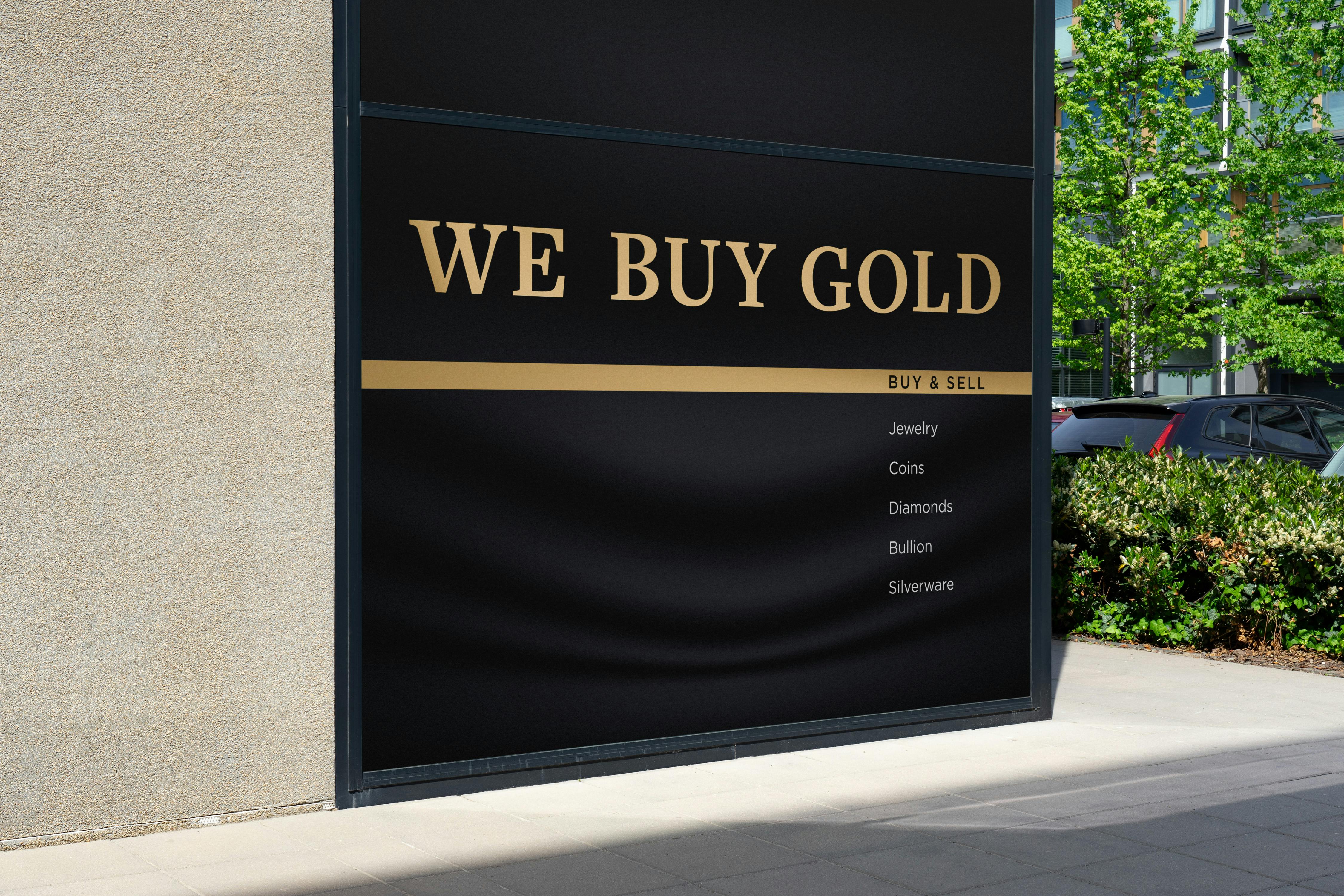 we buy gold wall sign