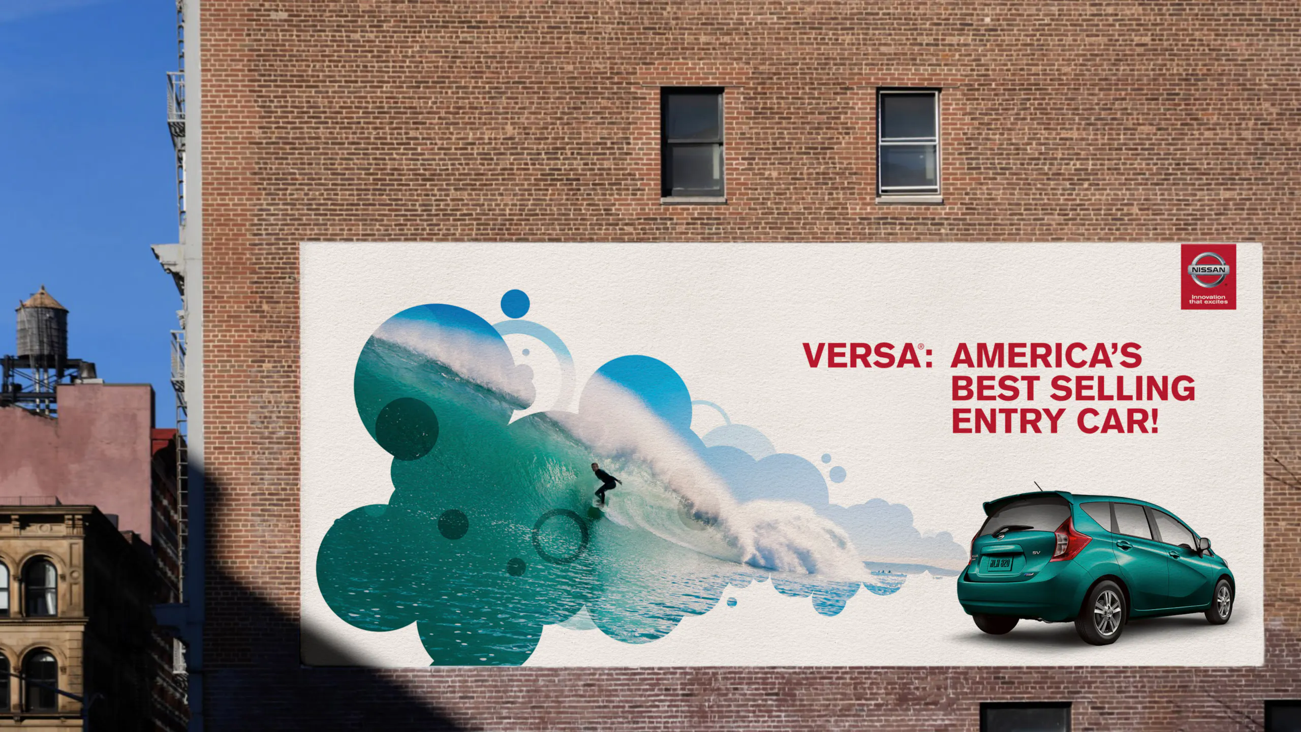 Outdoor board on brick wall