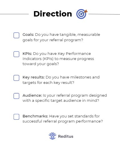 Questions to ask to define the direction of a referral marketing program