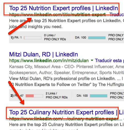 Linkedin search results 