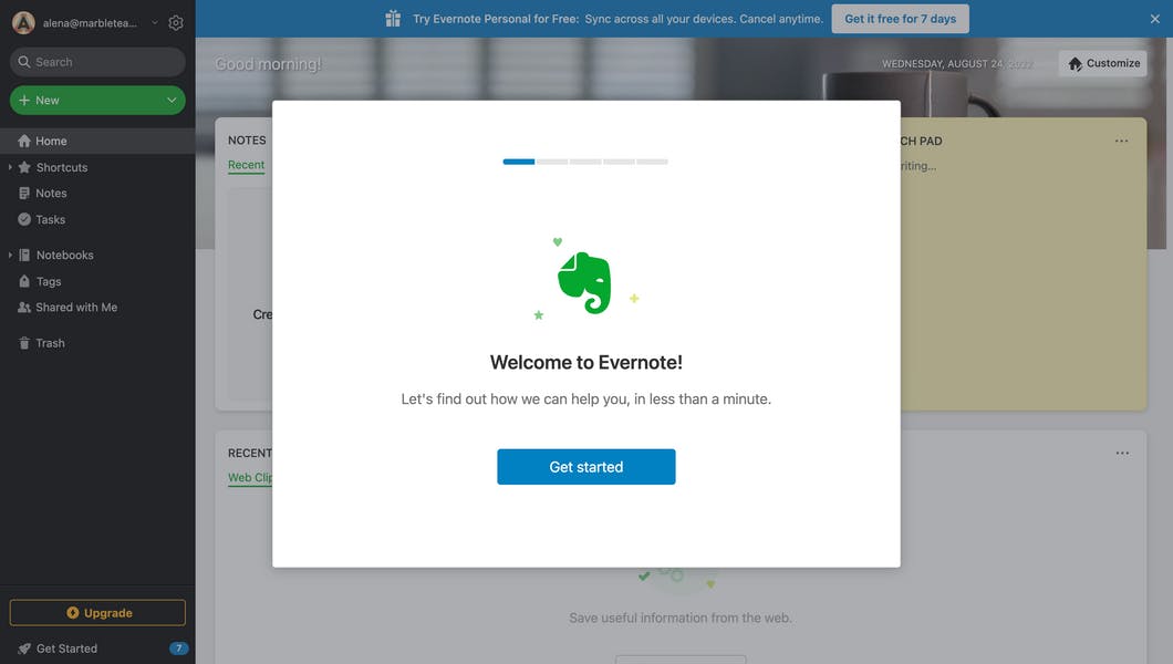 welcome to evernote onboarding