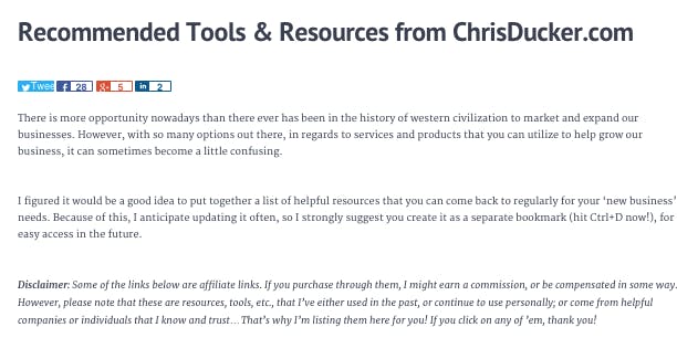 recommended tools & resources section example.