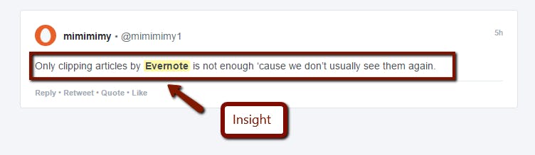 insight screenshot on twitter about evernote