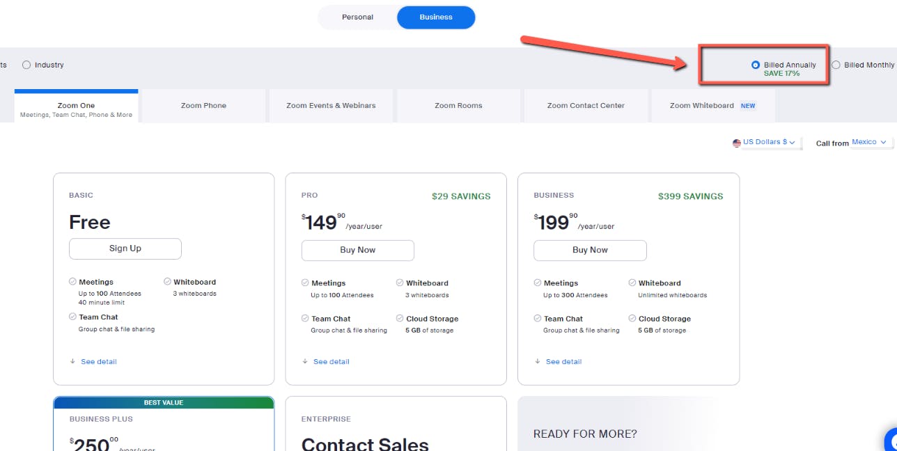 visual on how to promote annual billing