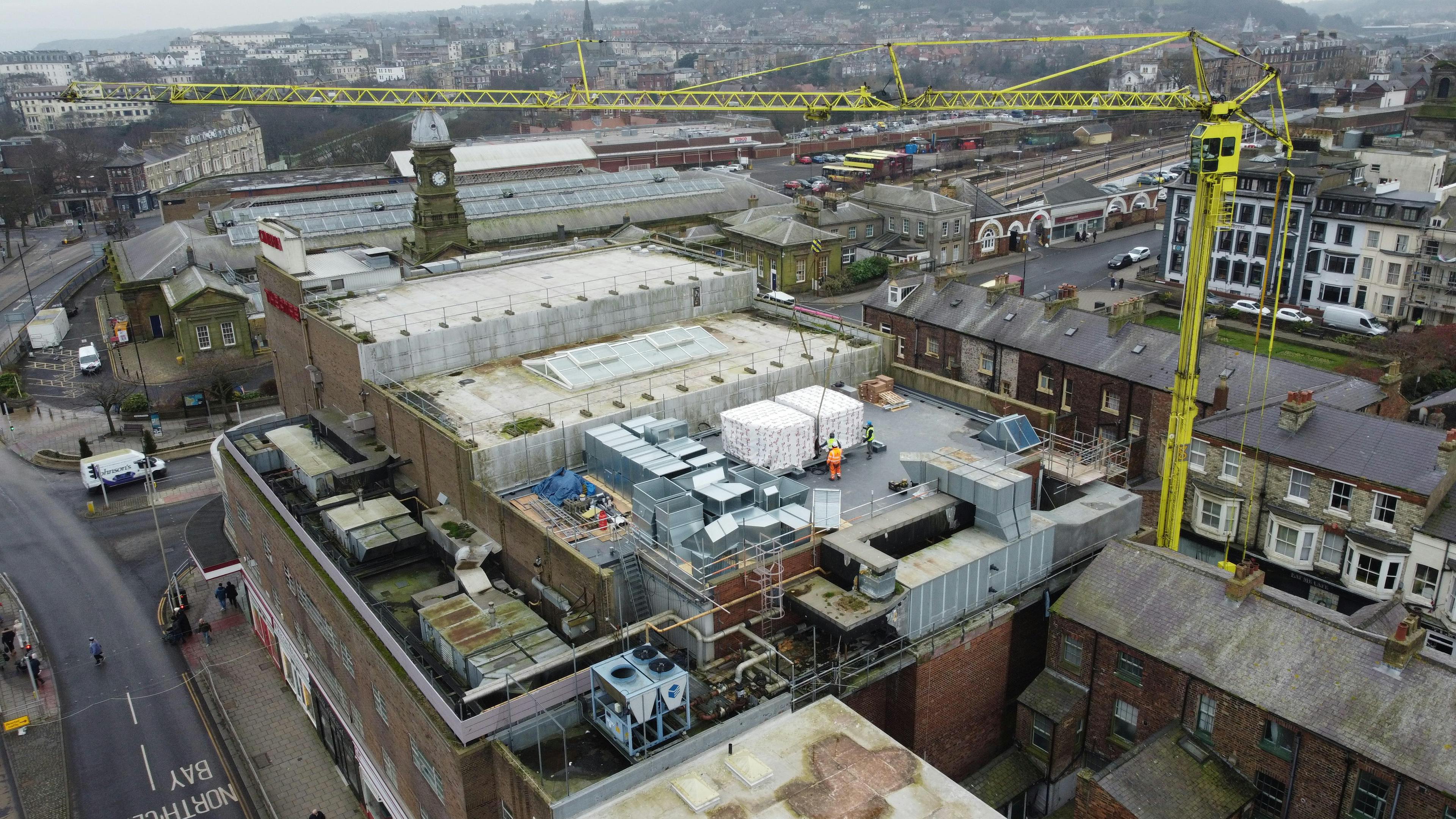 Aerial photo of the theatre during construction