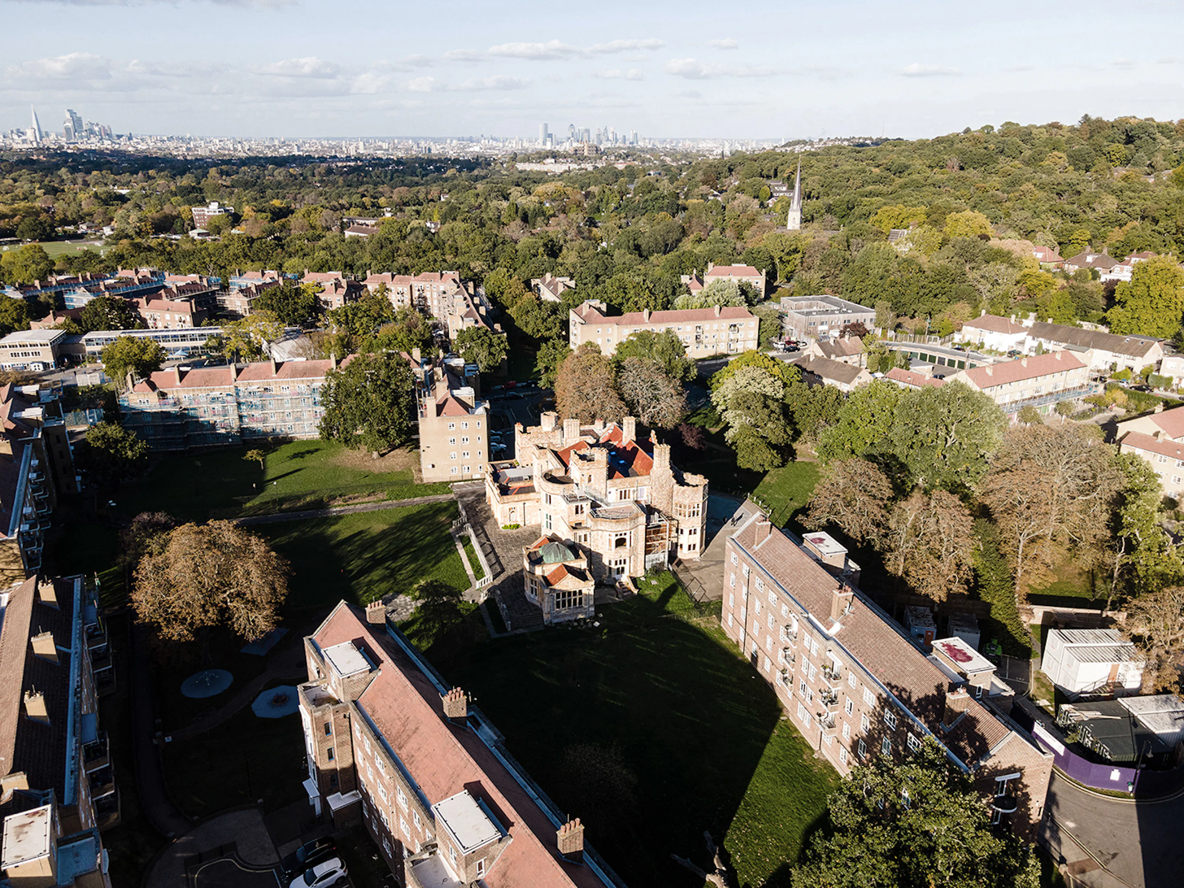 Aerial photo of the building