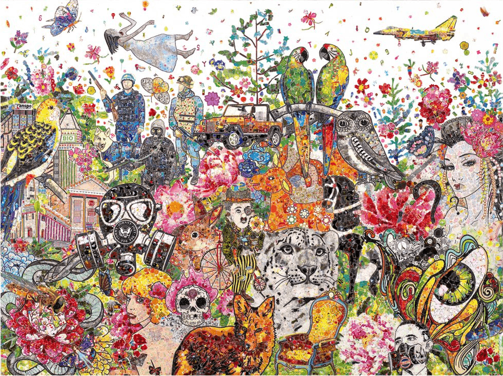 Ye Hongxing, Dream World No. 24, 2014, Crystal sticker collage on canvas, 120 x 160 cm