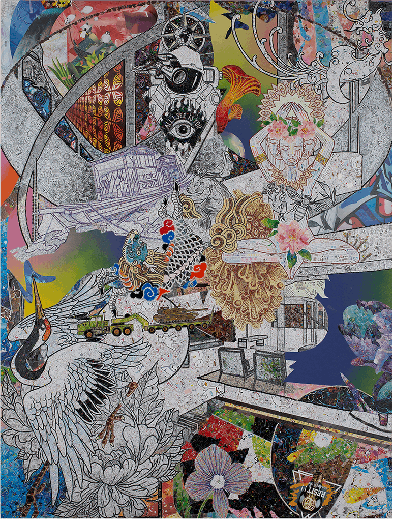 Ye Hongxing, Substitution No. 3, 2021, Mixed media on Canvas, 63 x 47 in