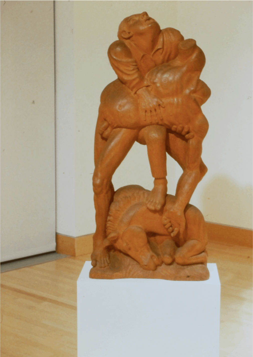 Germán Venegas, Death of Zapata, 1987, carved wood, 51x24x12