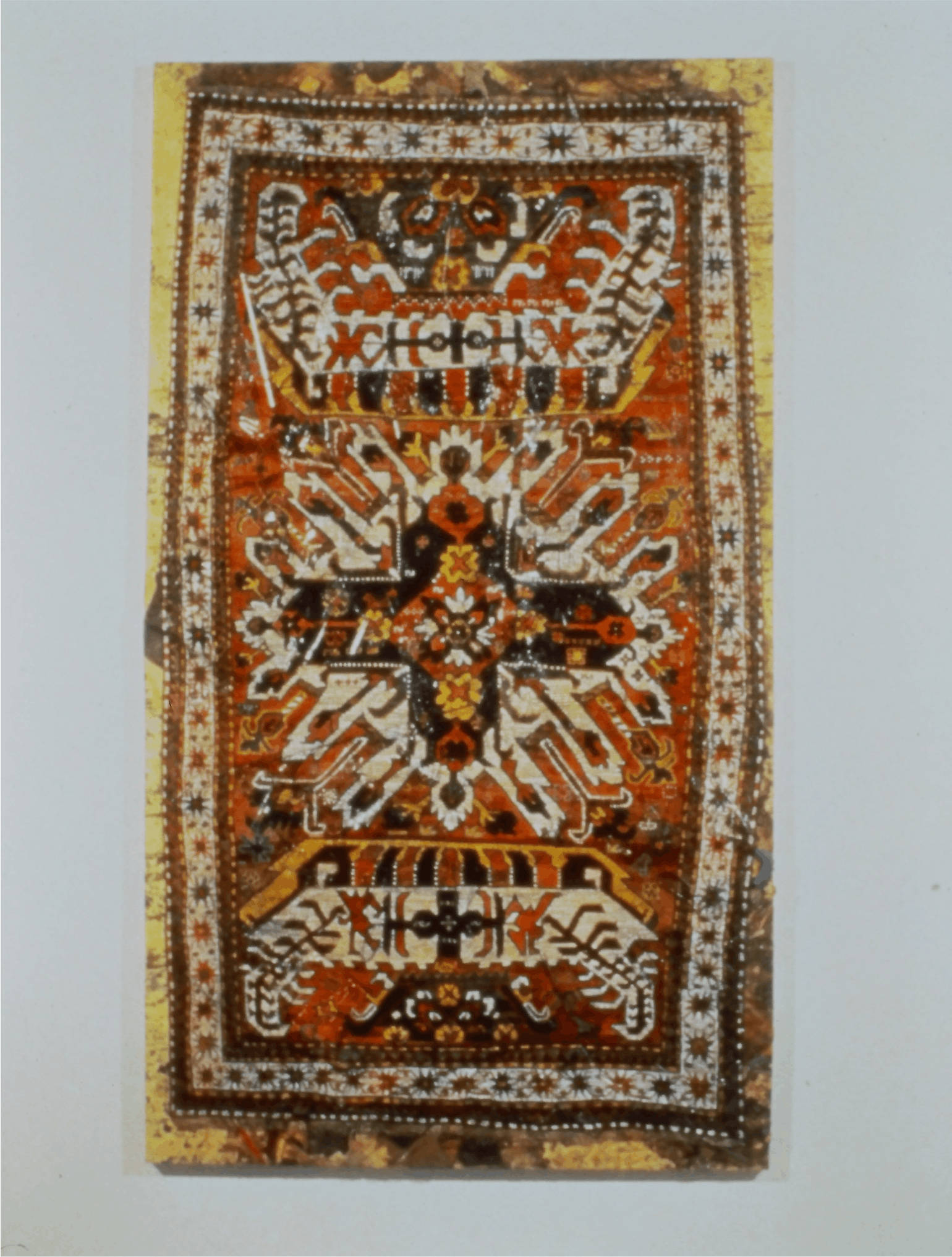 Tim Hawkinson, Rug, 1992, enamel over studio refuse on canvas mounted on panel, 96x54
