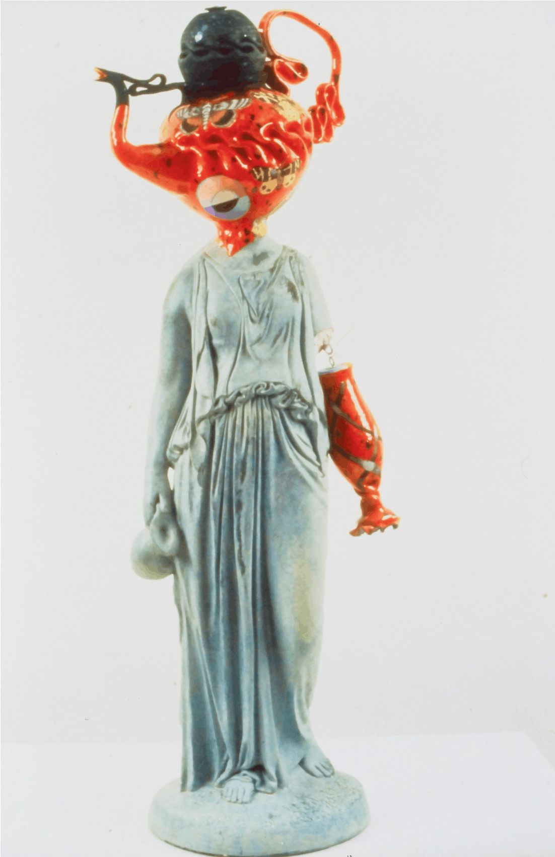 Michael Lucero, Female Roman Statue (Reclamation series), 1996, clay with glazes, plaster, and paint, 47x18x11