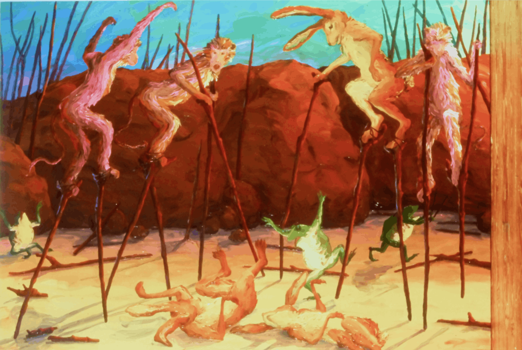 Melissa Miller, Clowns, 1983, oil on linen 56x76