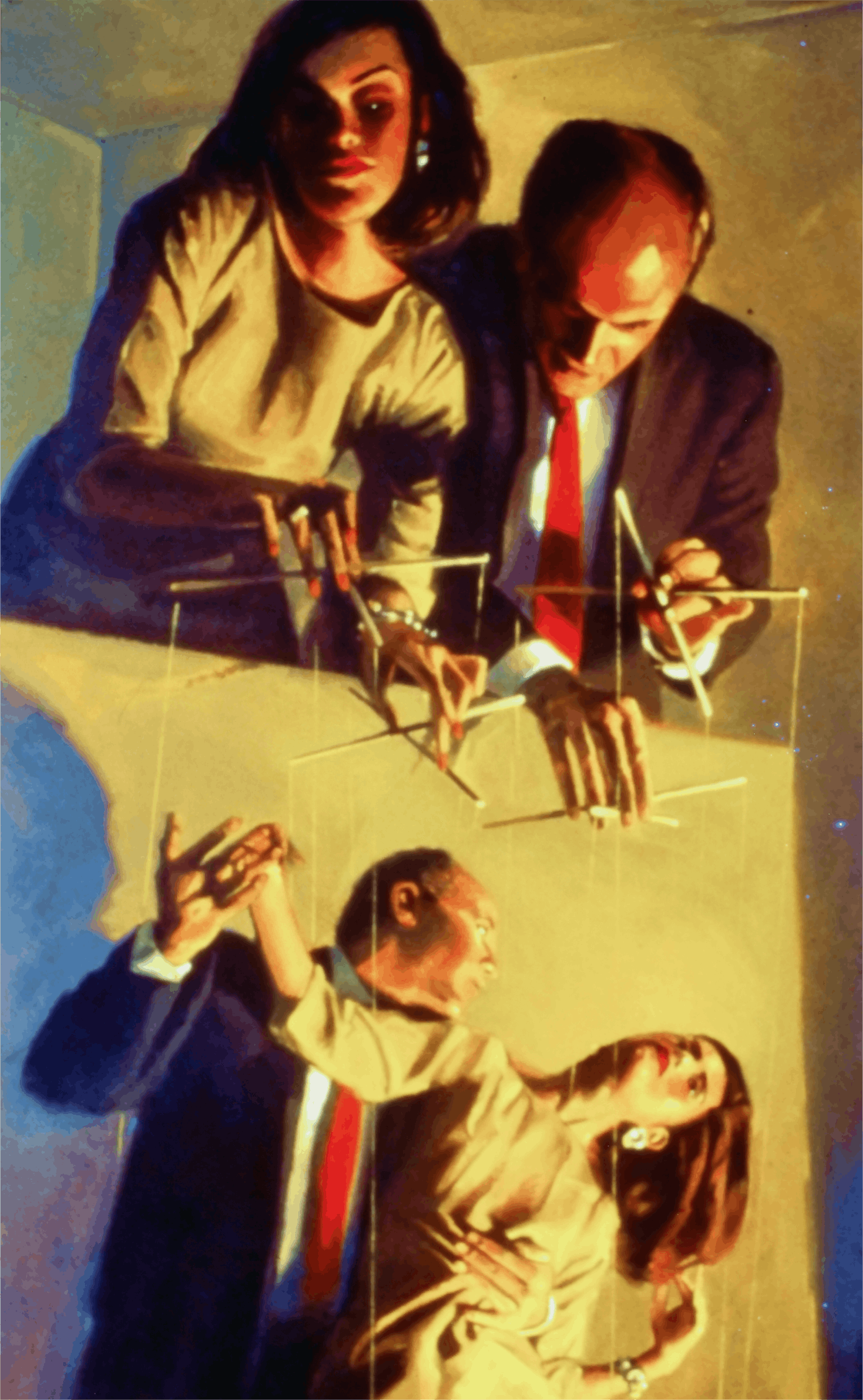 David Baze, Aficionados, 1993, acrylic on canvas, 60x36  