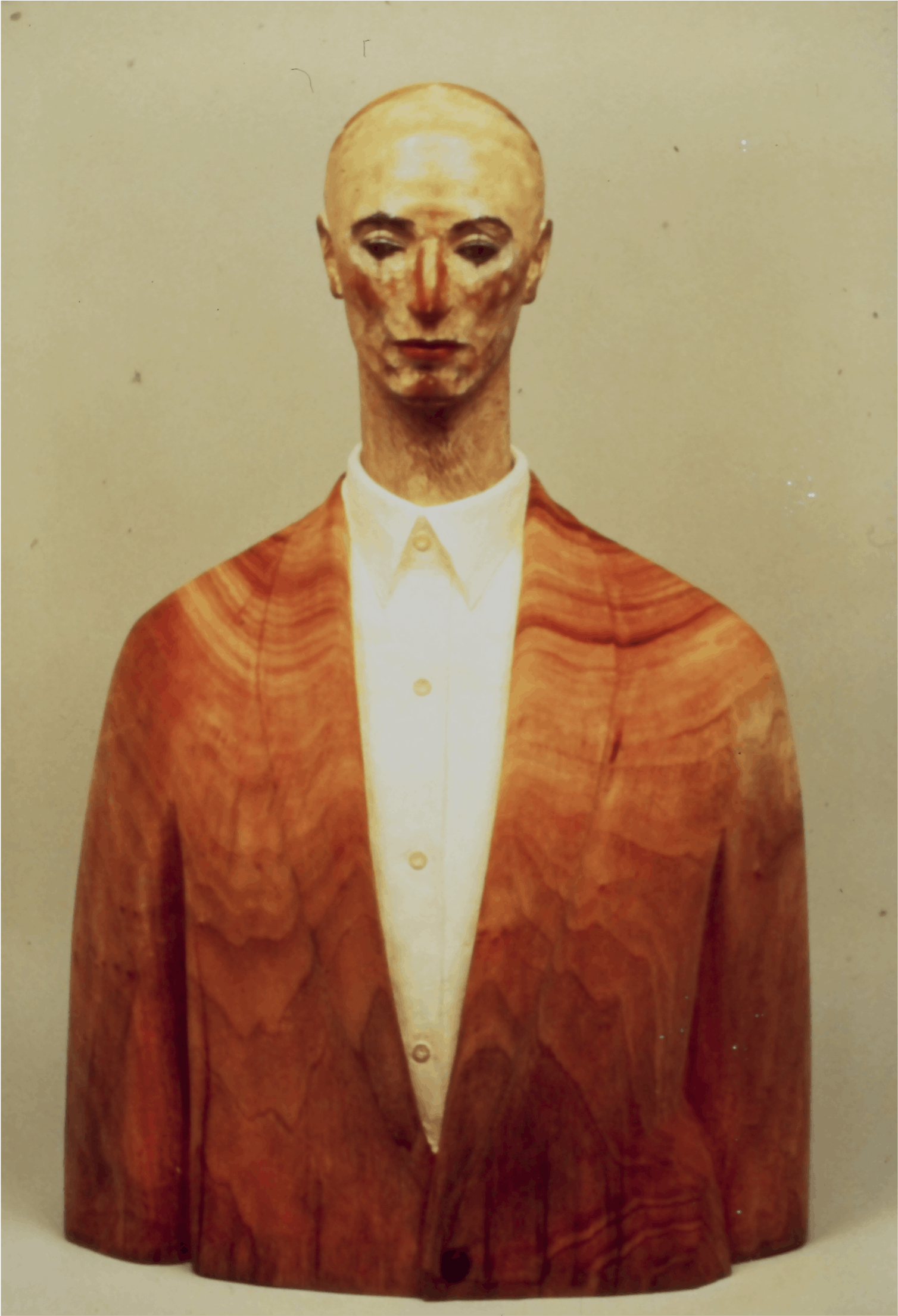 Katsura Funakoshi, Voice Seeking, 1993, polychrome camphor wood and marble, 35x24x12 