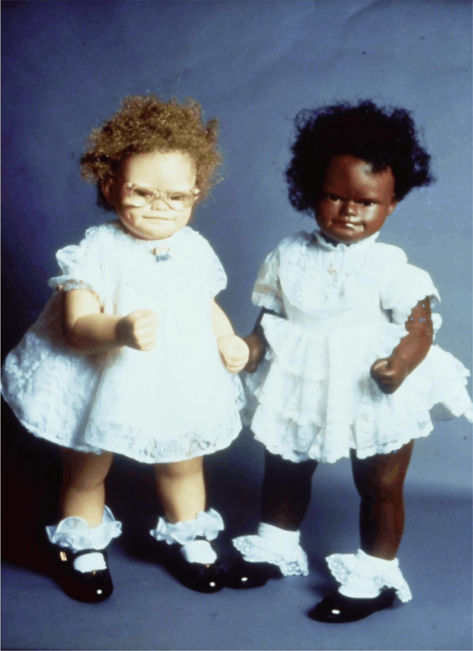 Kim Dingle, Black Priss (porcelain, china paint, steel wool and clothes) and White Priss (porcelain, china paint, steel wool and clothes)