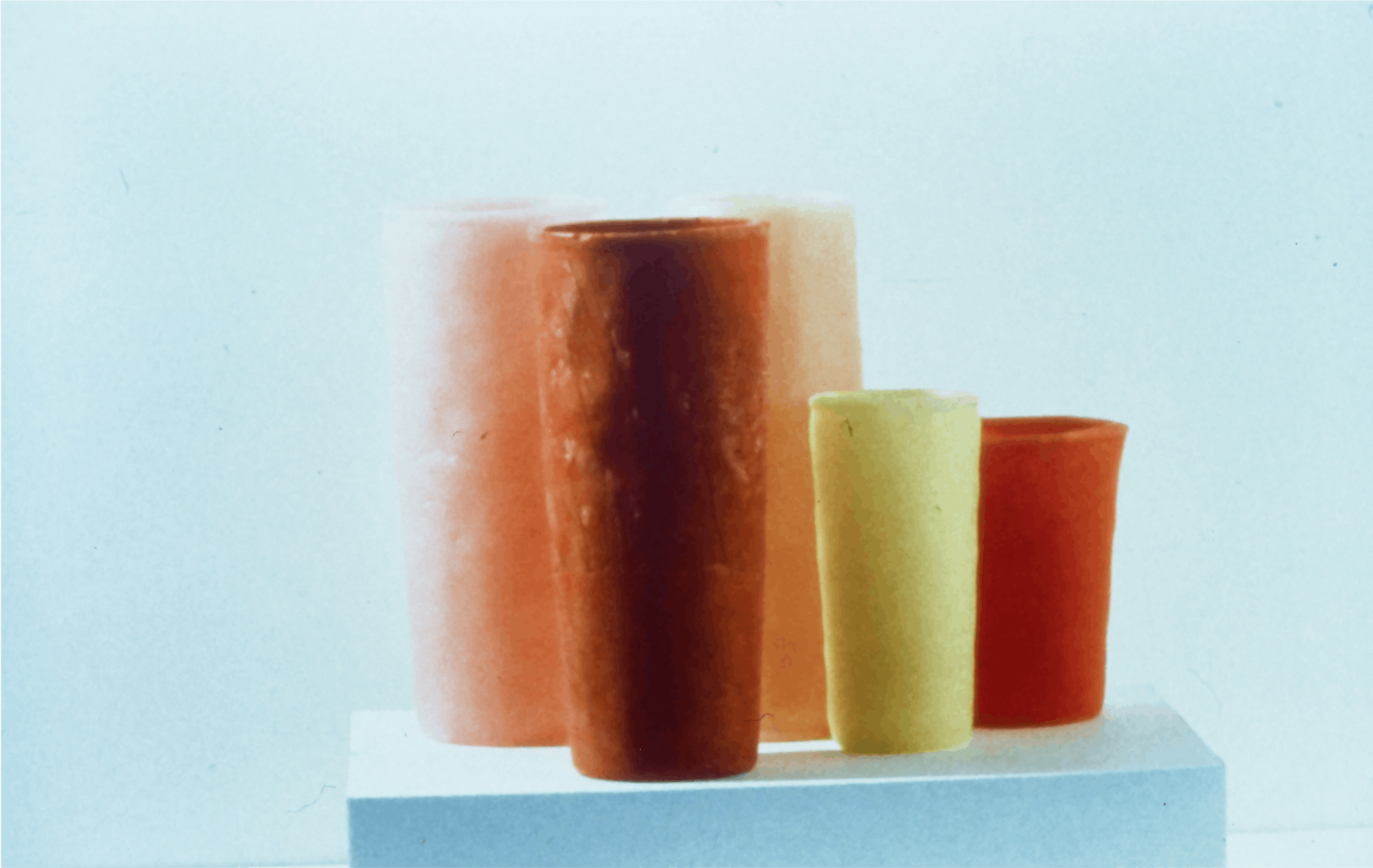 George Stoll, Untitled (group of five), 1995, beeswax, paraffin, pigment, 7x9x6