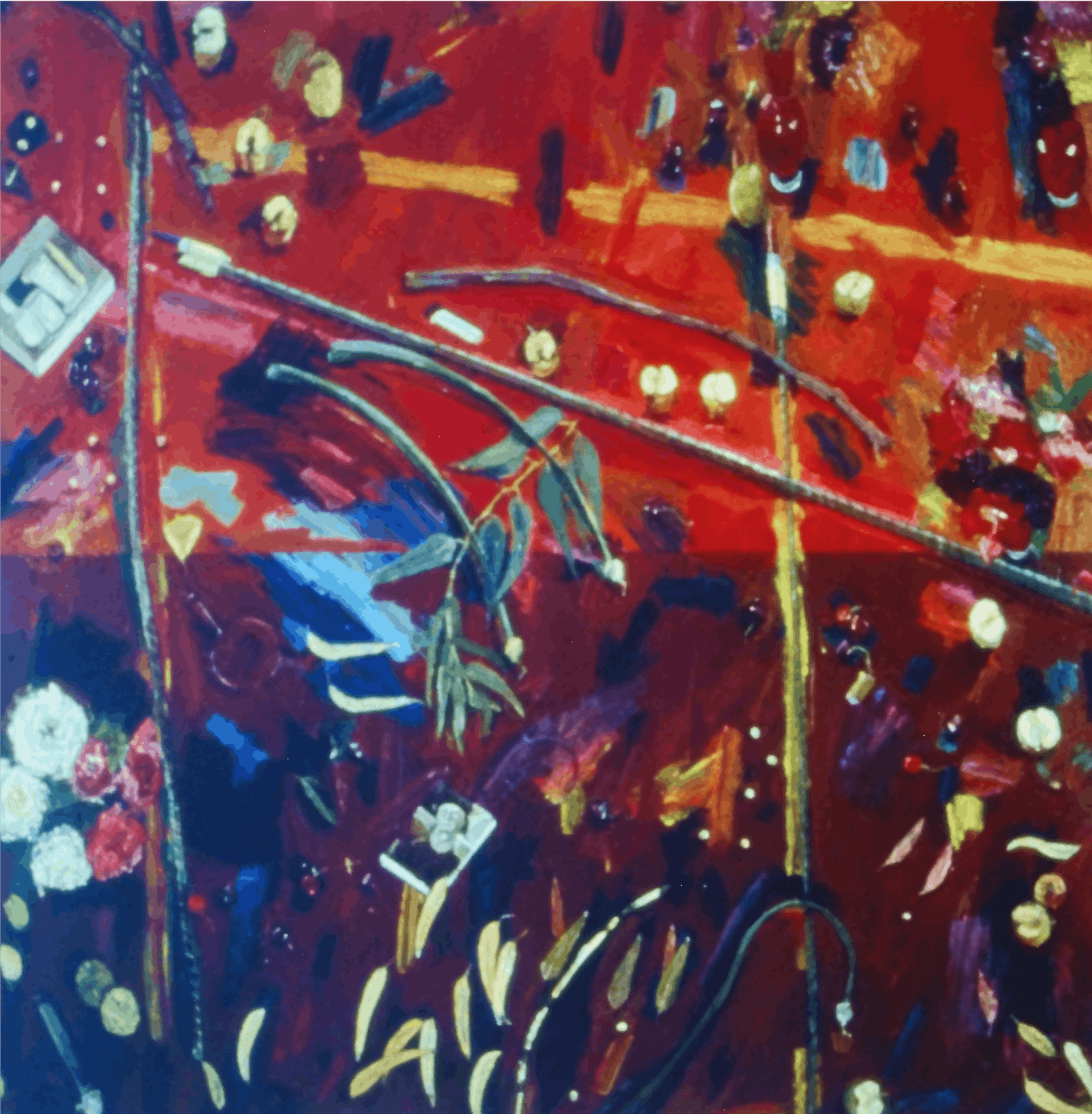 Manny Farber, Cherry Pits and Onion Flowers, 1995, oil on paint, 72x72