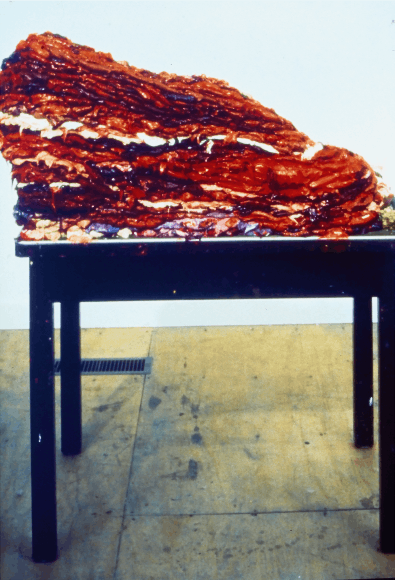 Scott Richter, Hamburg Palette (for Soutine), 1994, oil paint, steel table, 48x35x33