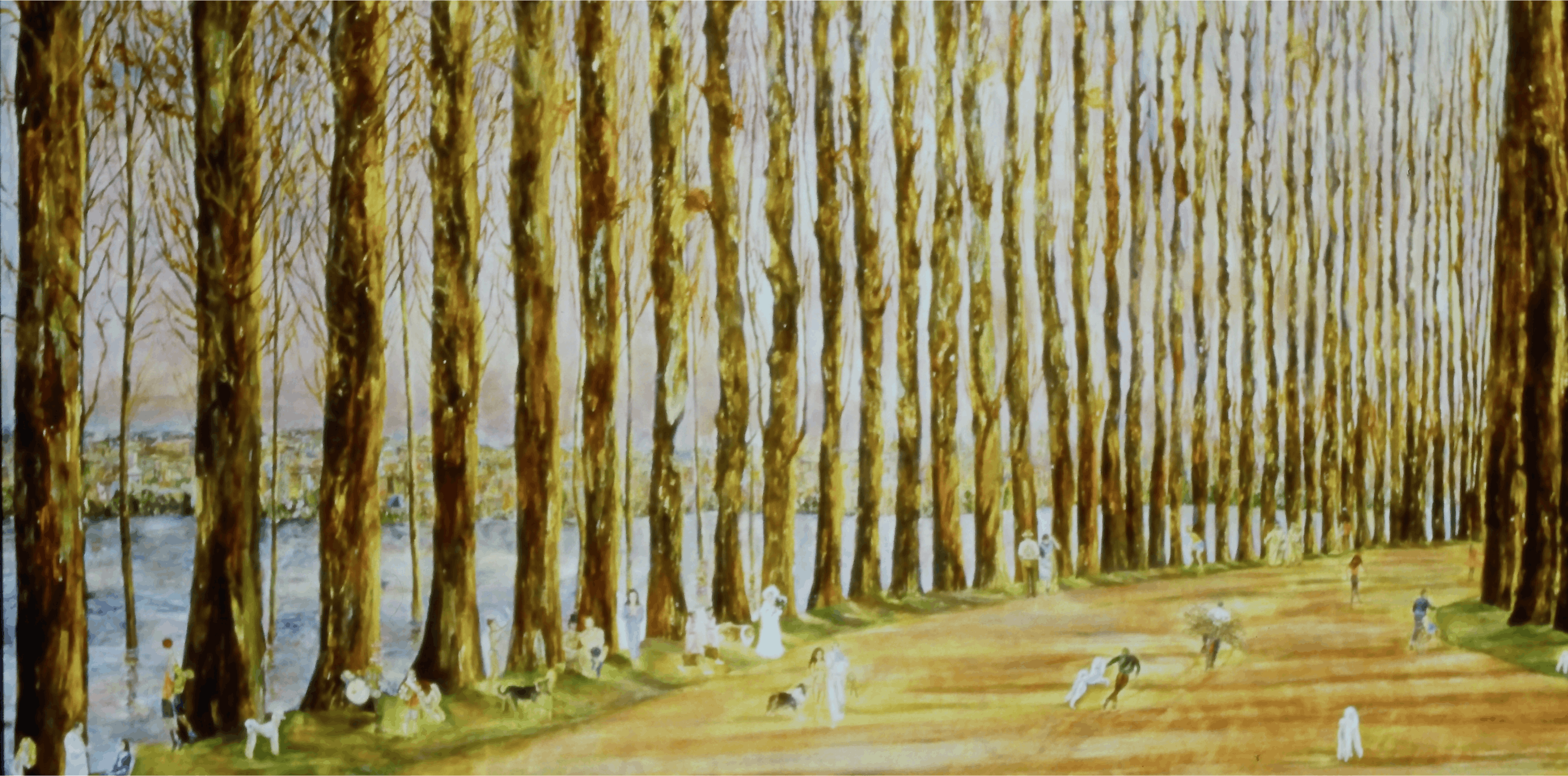 Robert Greene, Wanderlust, 1991, oil on board, 43x77
