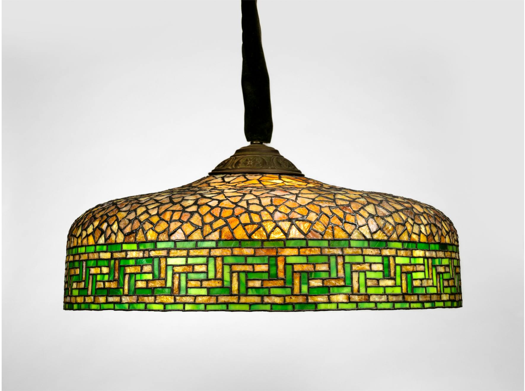 Tiffany & Co.
Lamp Shade, circa 1900 Bronze, copper, reverse-painted glass, 24 x 24 x 9 in