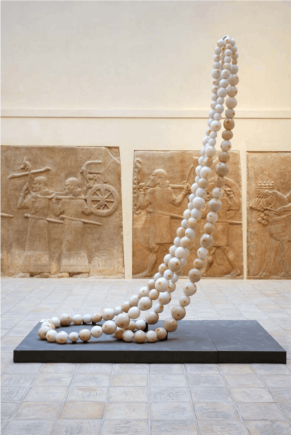 Jean-Michel Othoniel, Rivière Blanche_ 2004 Opaque Murano glass, rigid aluminum structure, 10.5 feet x 59 inches x 19 3_4 inches