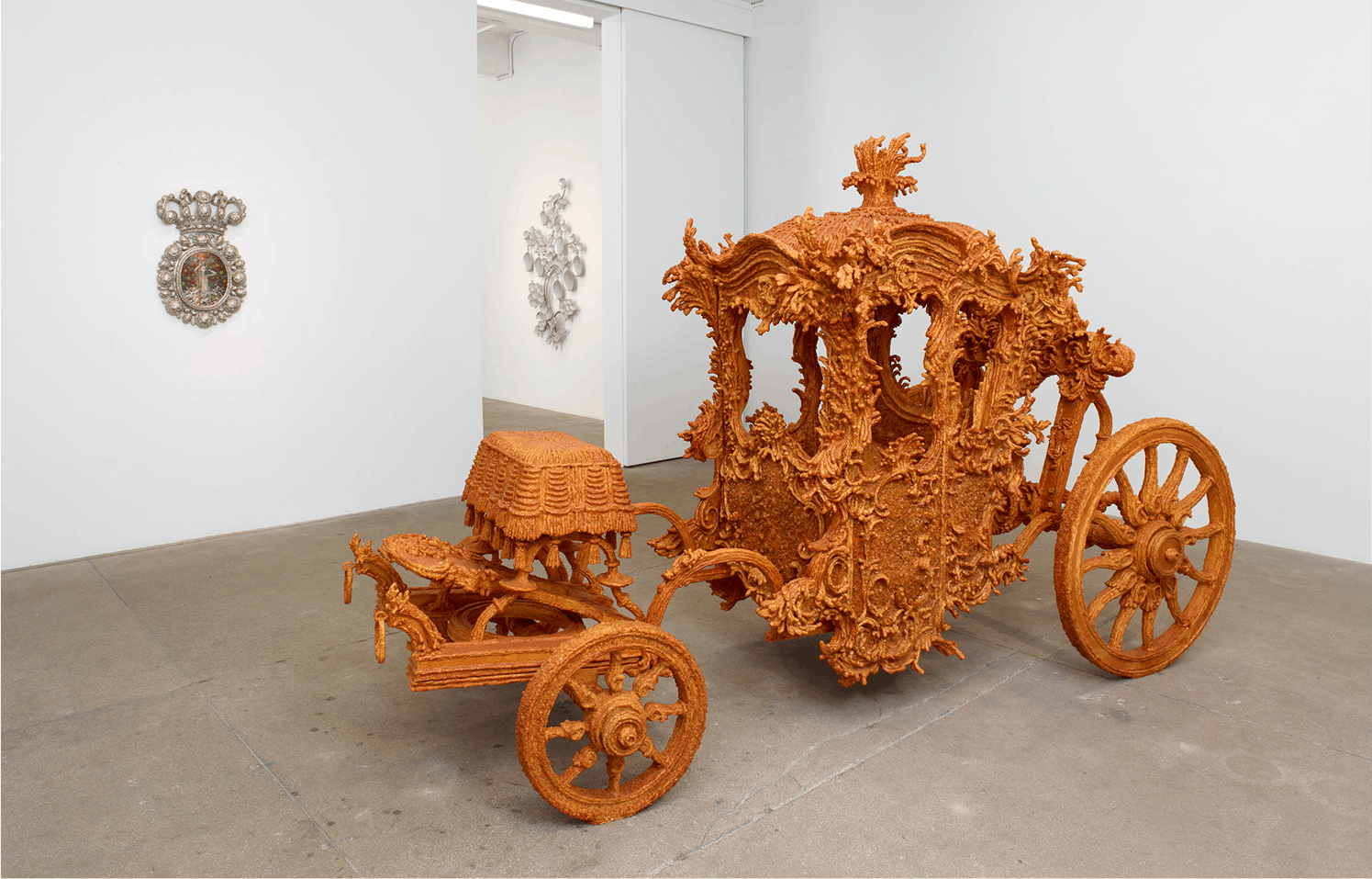 Timothy Horn, Mother-Load, 2008, crystalized rock sugar, steel, plywood, and shellac, 72 x 108 x 66 in.