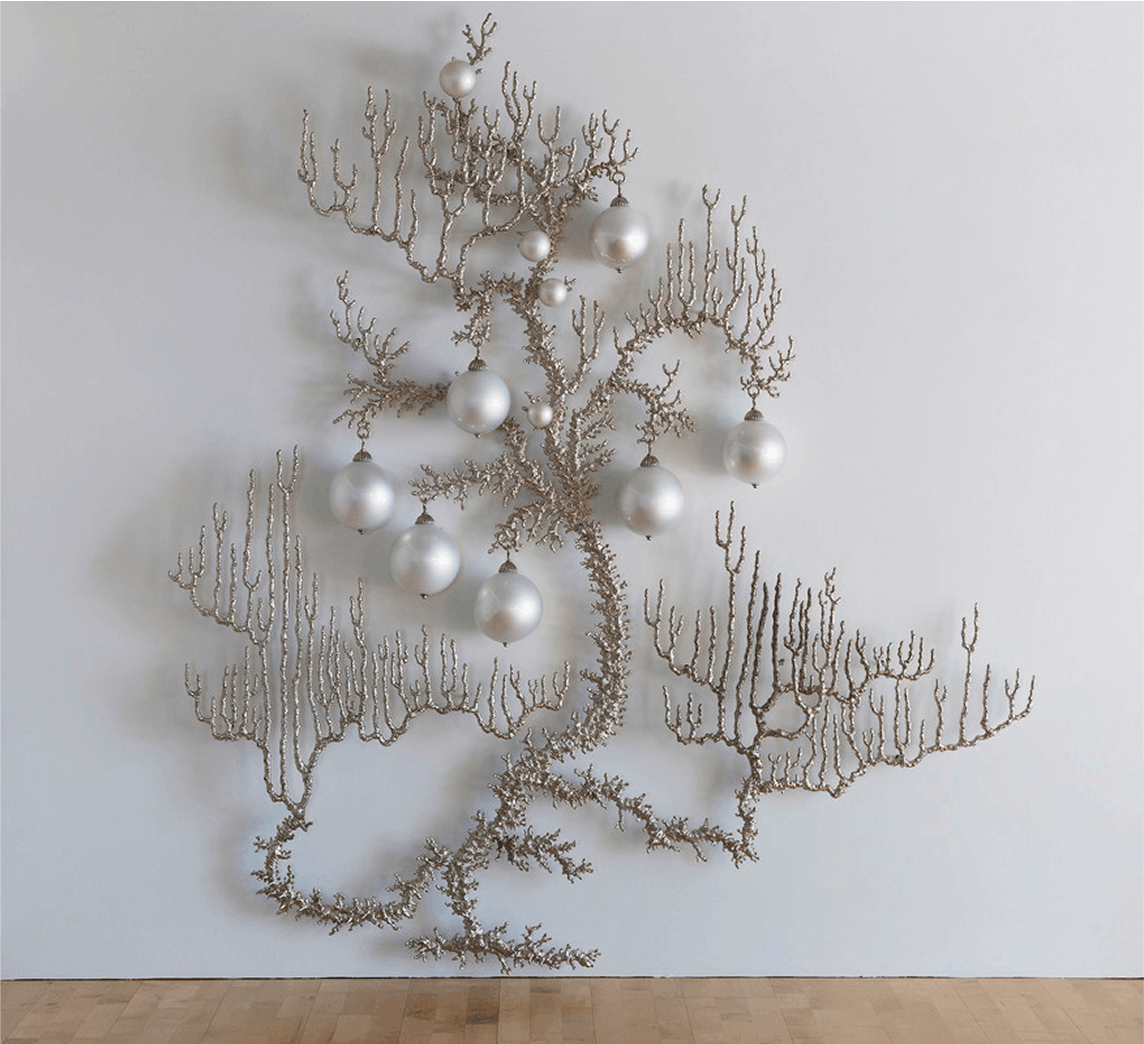 Timothy Horn Gorgonia 11 (Sarabande) 2015 nickel-plated bronze, mirrored blown glass 84 x 77 x 7 inches