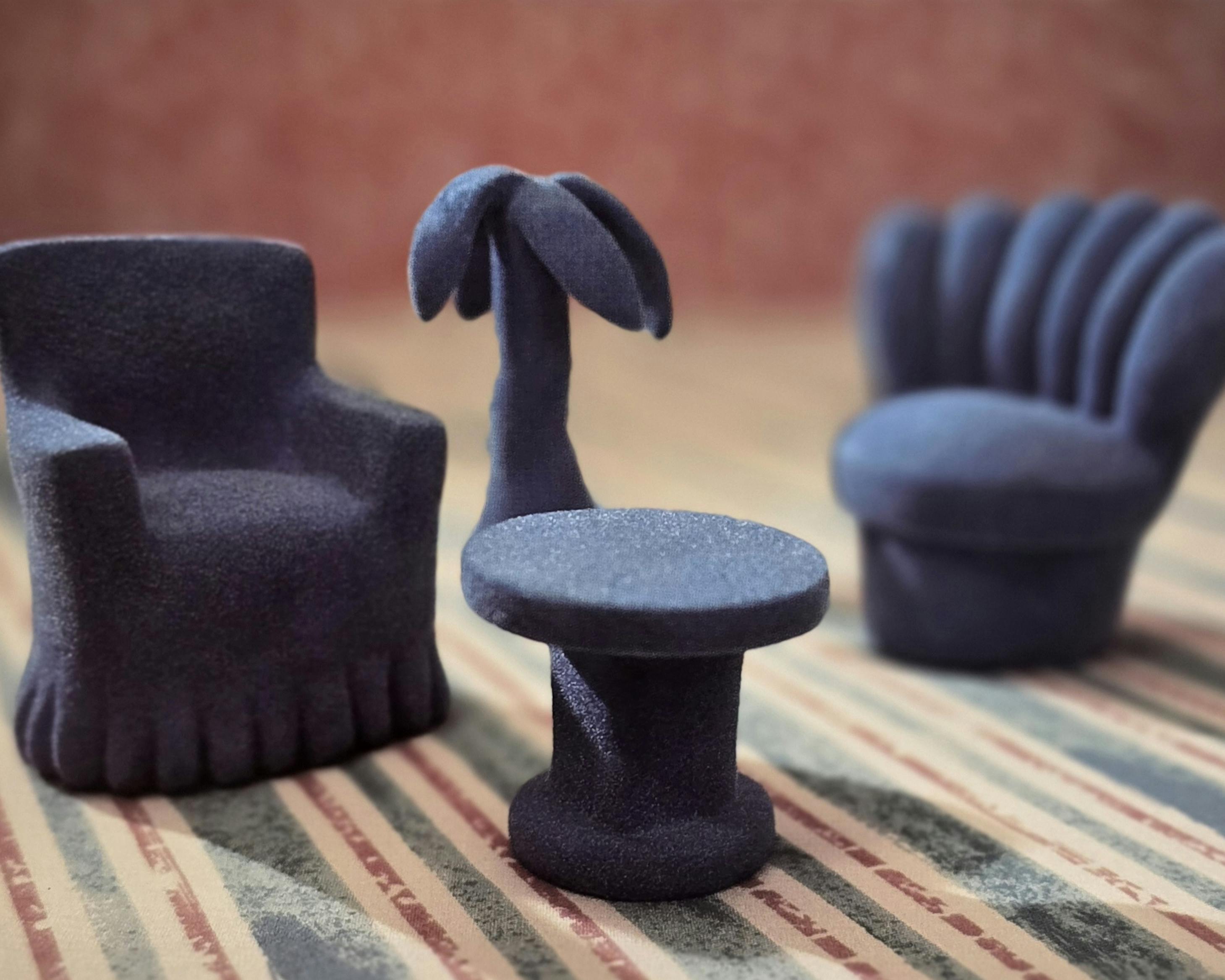 Jo Ann Callis, Untitled from Domestic / The Set-ups (blue), 1995, fired clay and flocking, 9x12