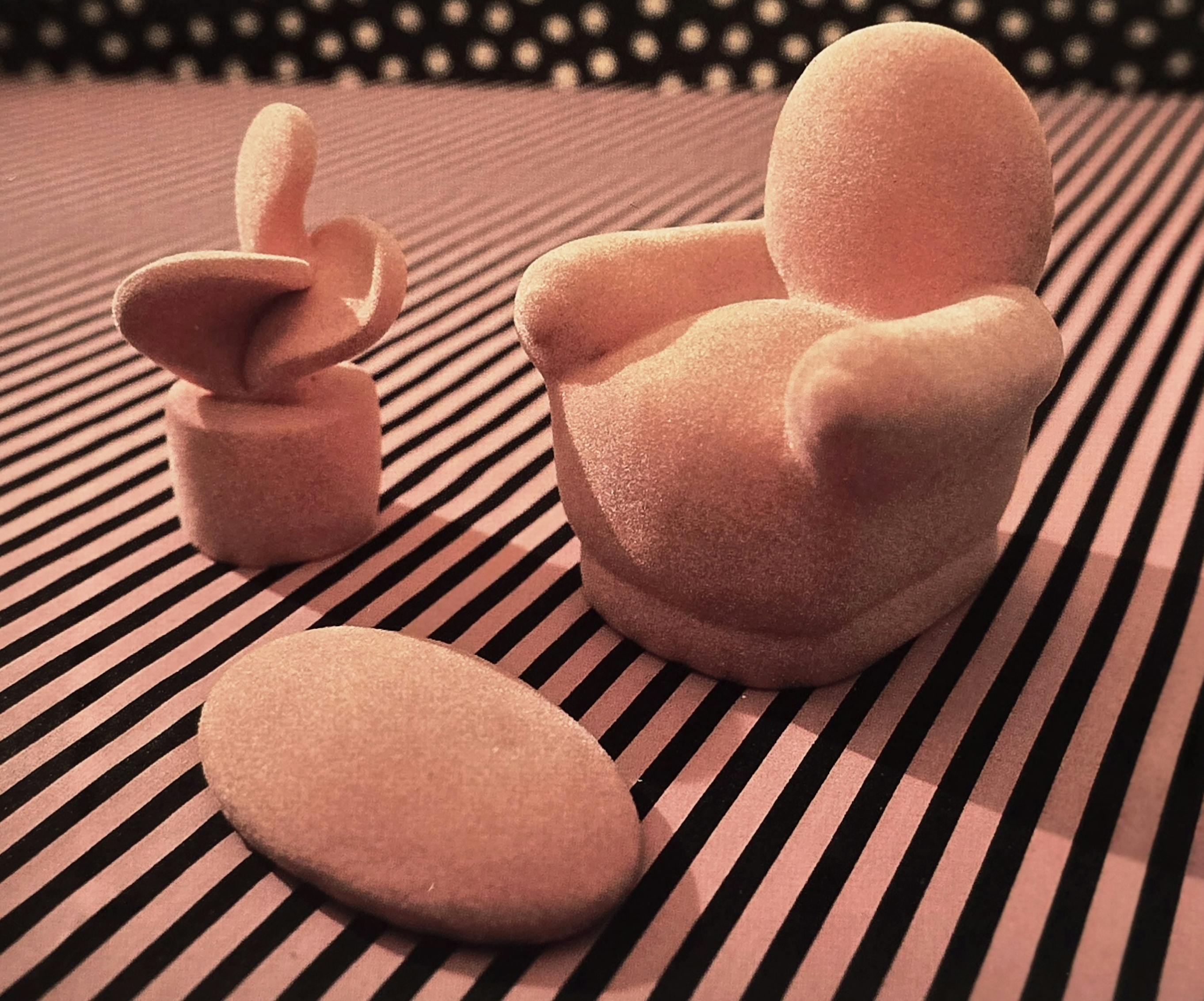 Untitled from Domestic The Set-ups, 1995, fired clay and flocking, 9 x 12 x 1 inch