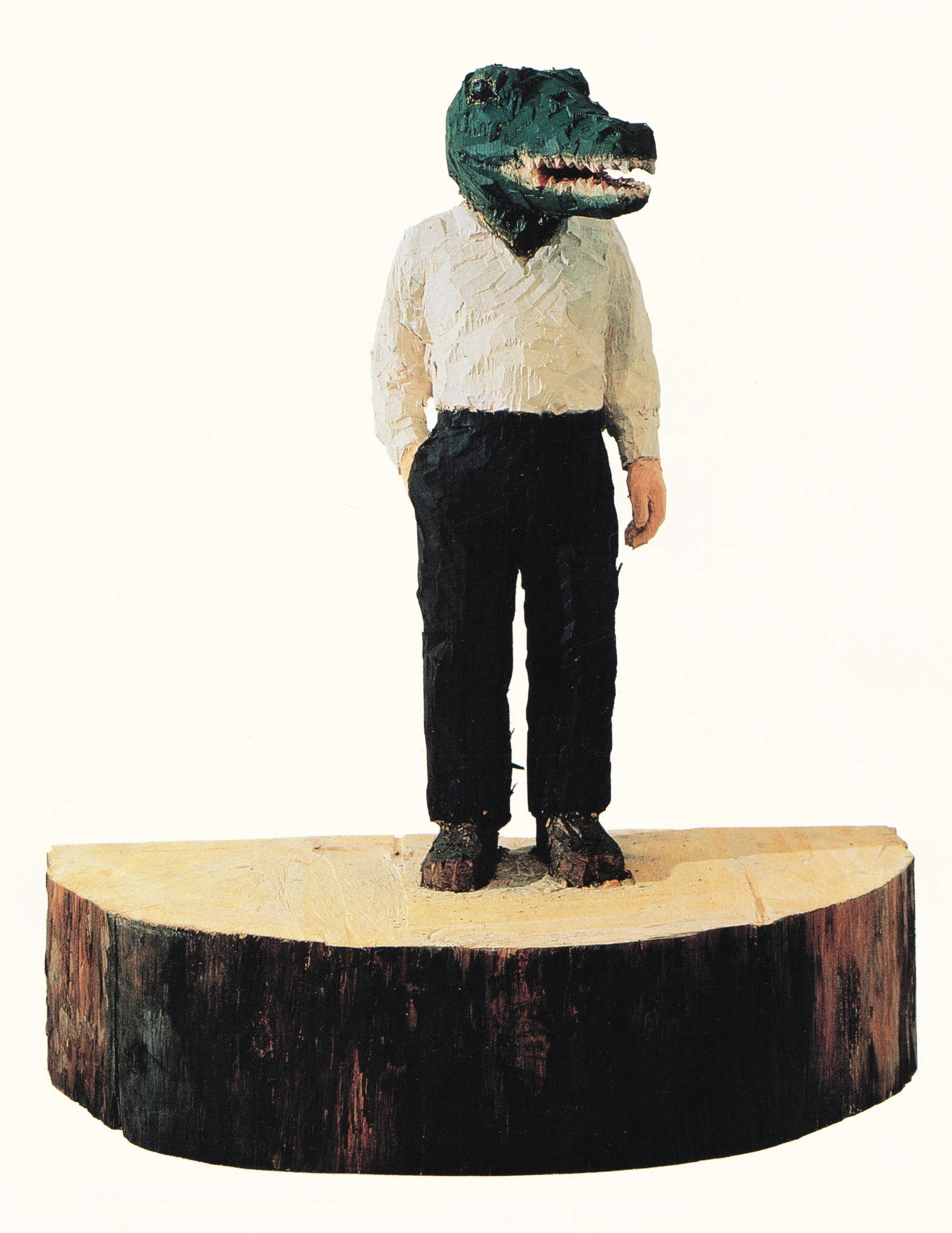 Alligator Man, 1994, cedar, 39 x 34 x 18 inches