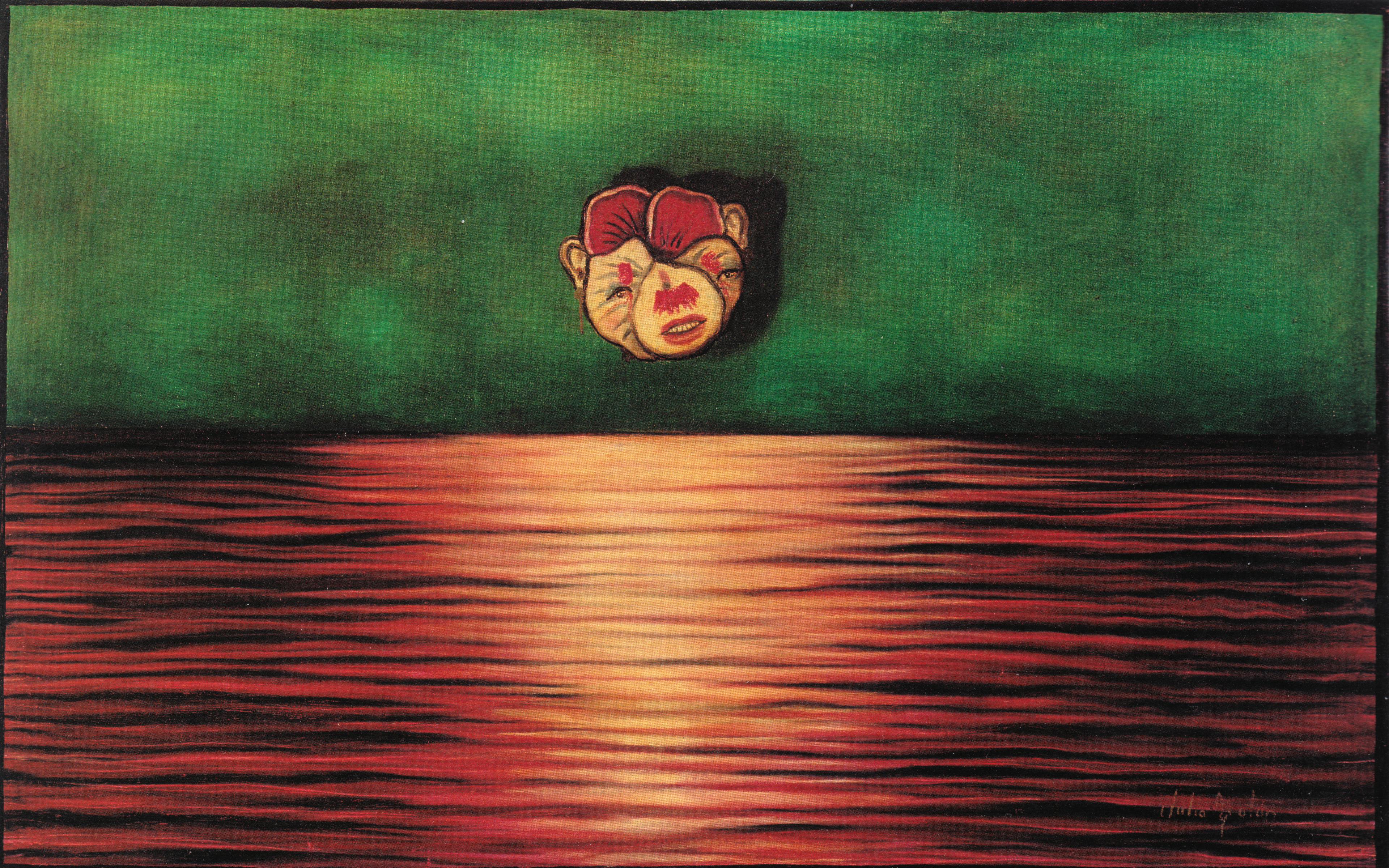 Julio Galan, Amaranta con sangre y limon _Amaranta with blood and lemon, 1987, oil on canvas, 47 x 75  inches