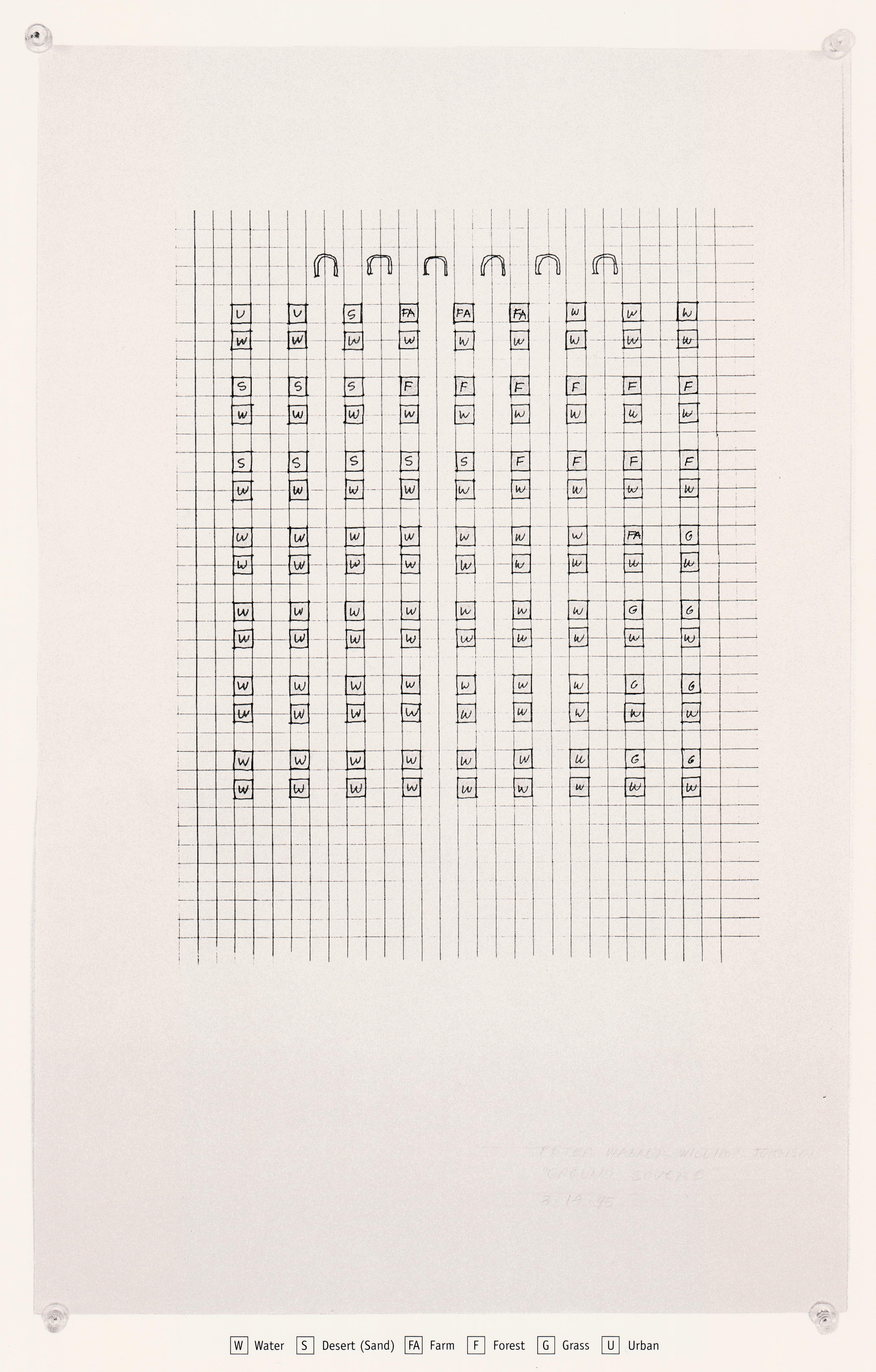 Peter Walker, Plan for Ground Covers, 1995, mixed media. each square 21 x 21