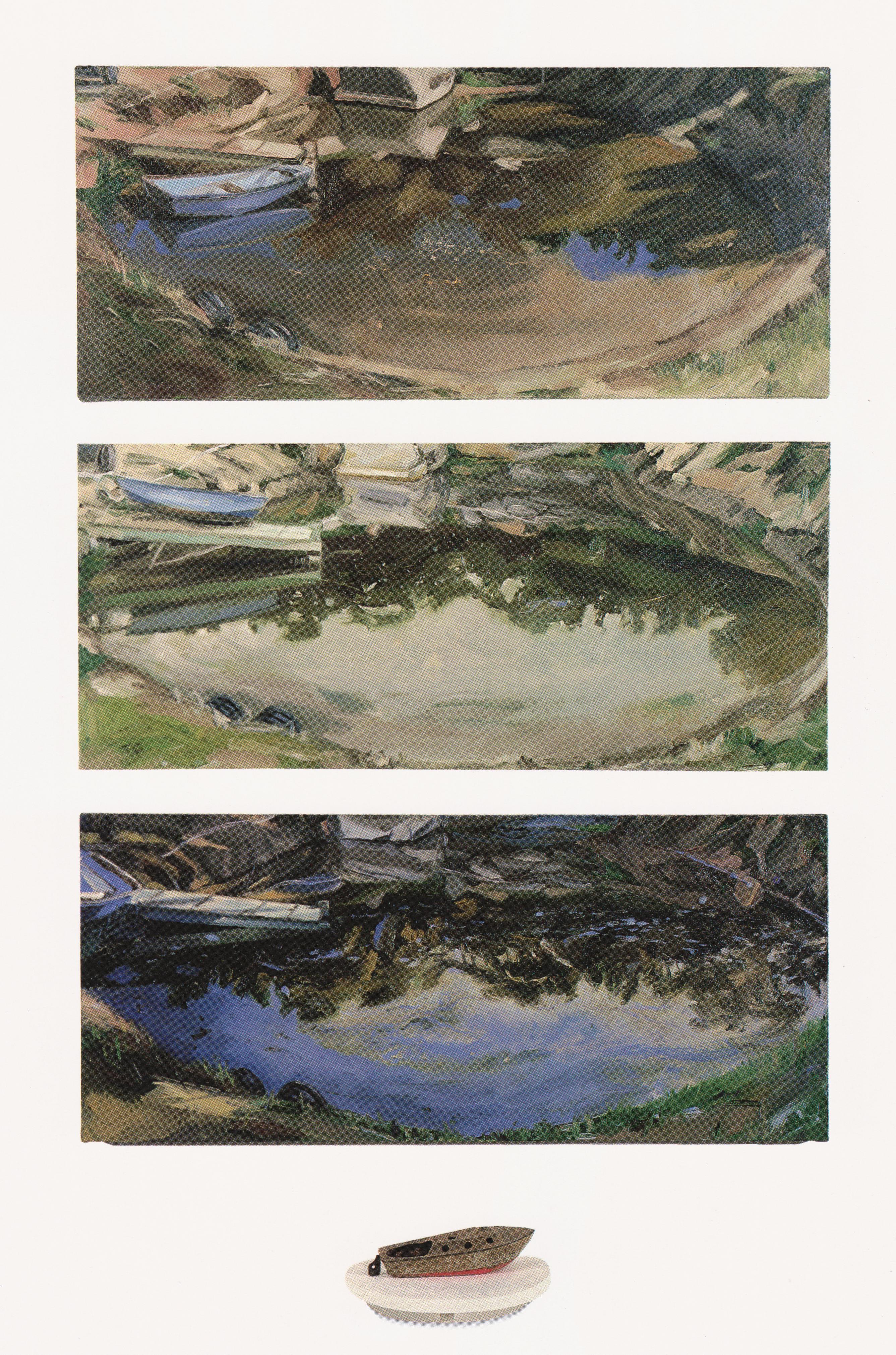 Gail Roberts, Sink, 1994, oil on canvas and toy boat, 72 x 44 x 7 inches