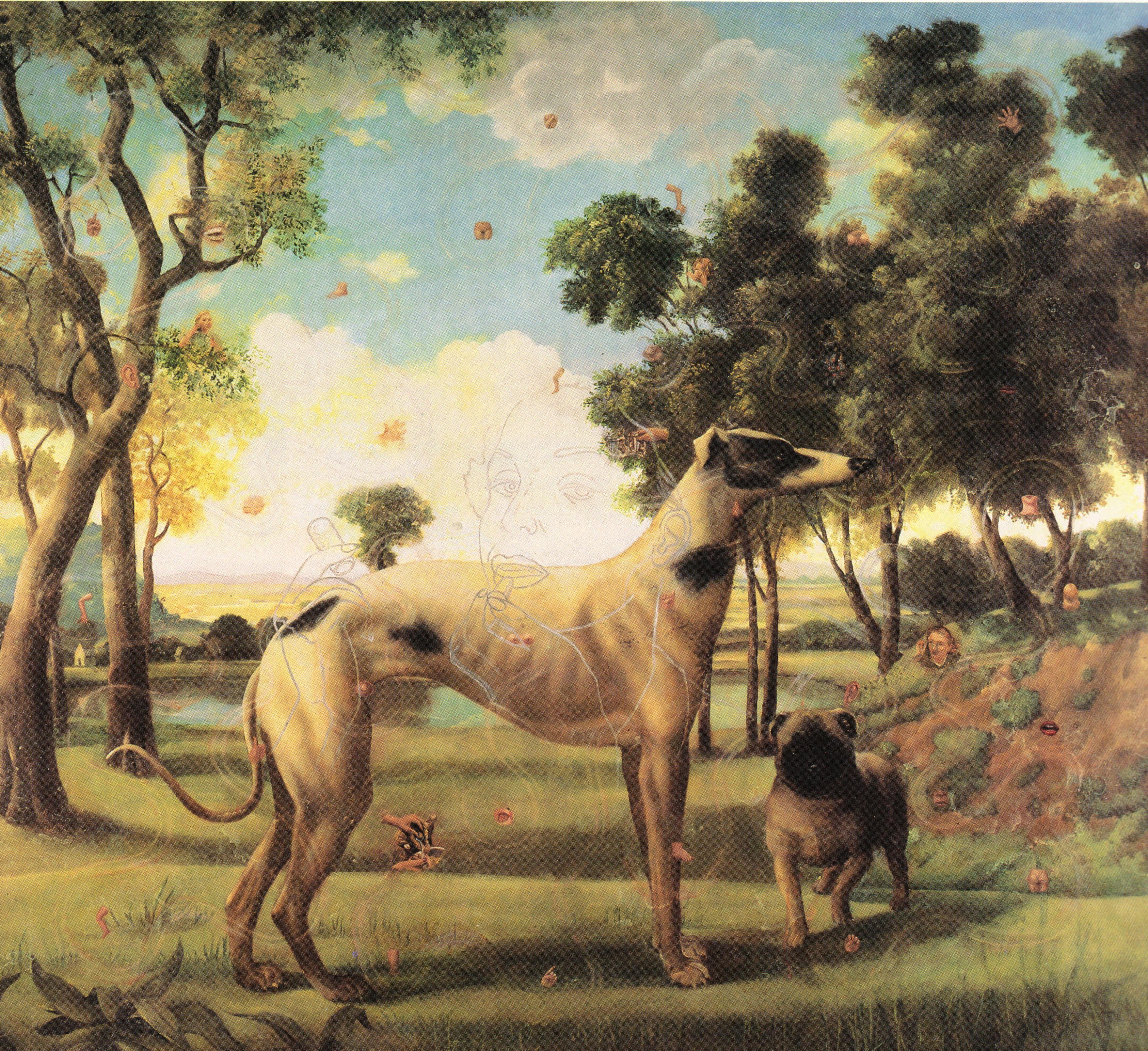 Julie Heffernan, Self-Portrait as Hybrid Landscape, 1992, oil on canvas, 64 x 70 inches