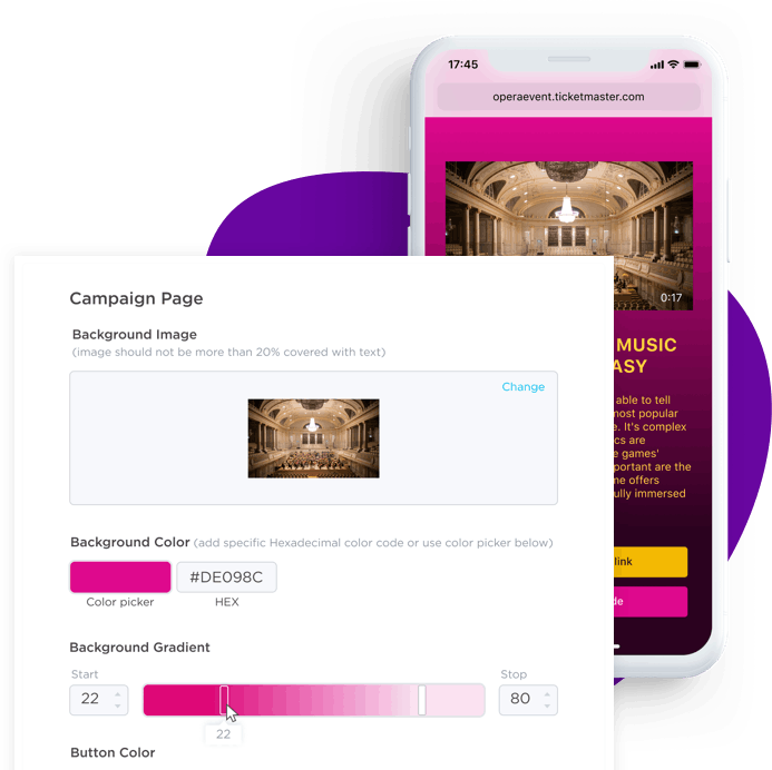 Referanza's Campaign Editor and example of campaign in mobile phone