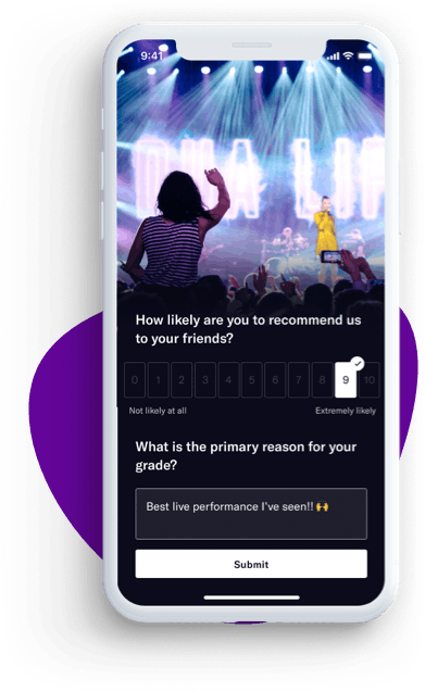 Mobile view of NPS rating and customer feedback from promoter