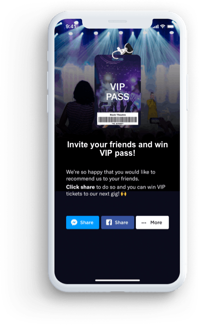 Mobile view of VIP invite for referrals