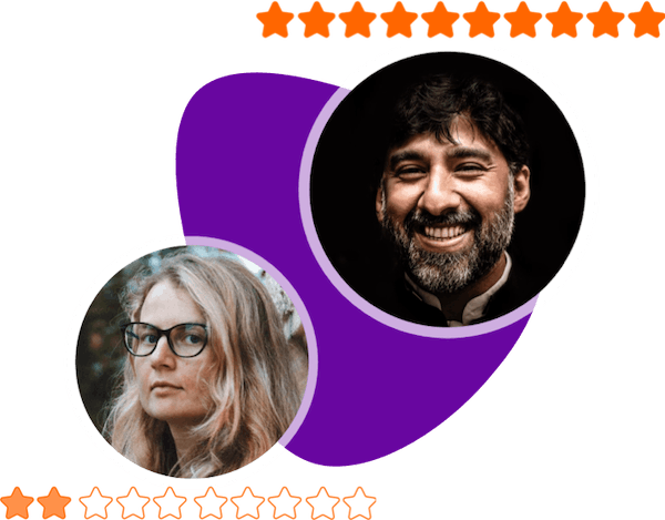 Smiling Promoter who rated ten stars on the NPS scale and unhappy Detractor who rated two stars