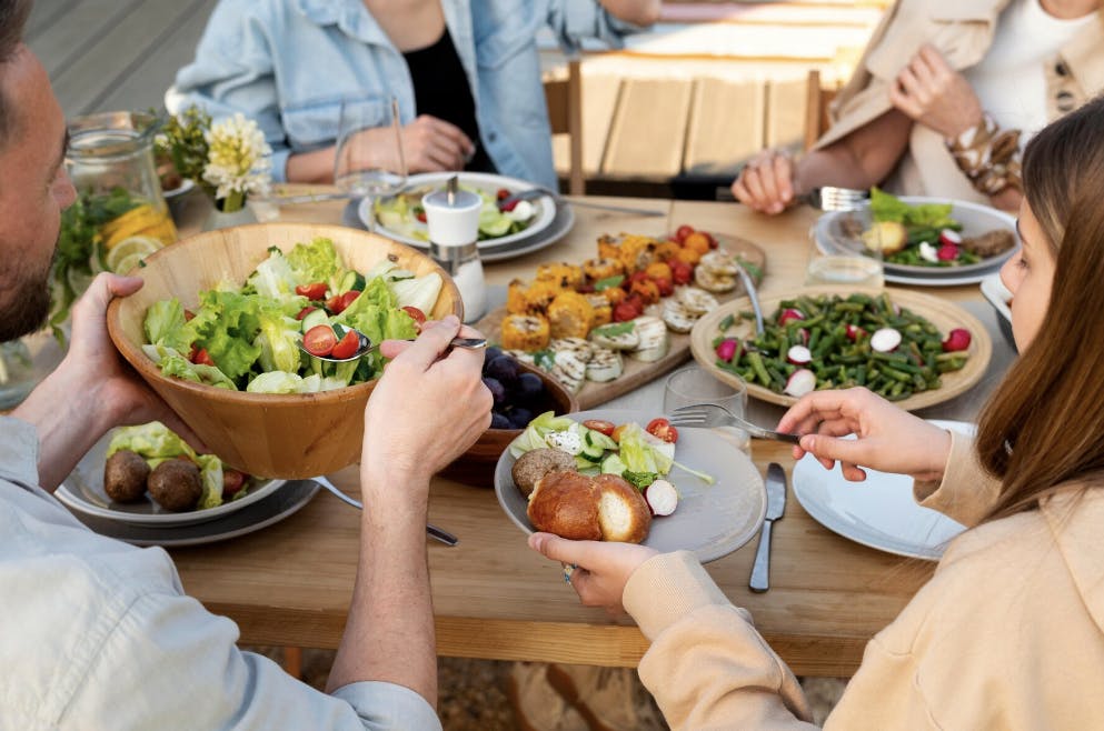 Family eating a healthy dinner together