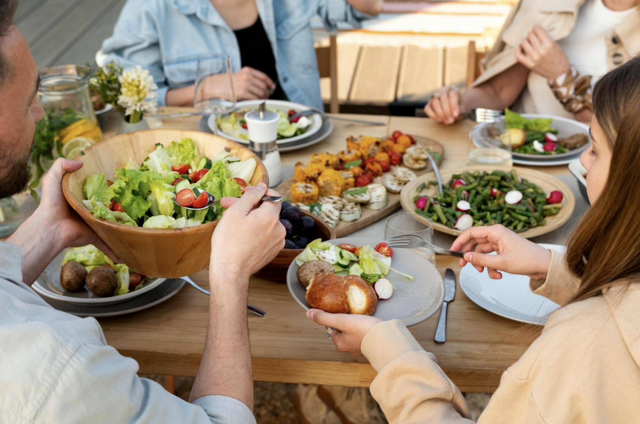 Family eating a healthy dinner together