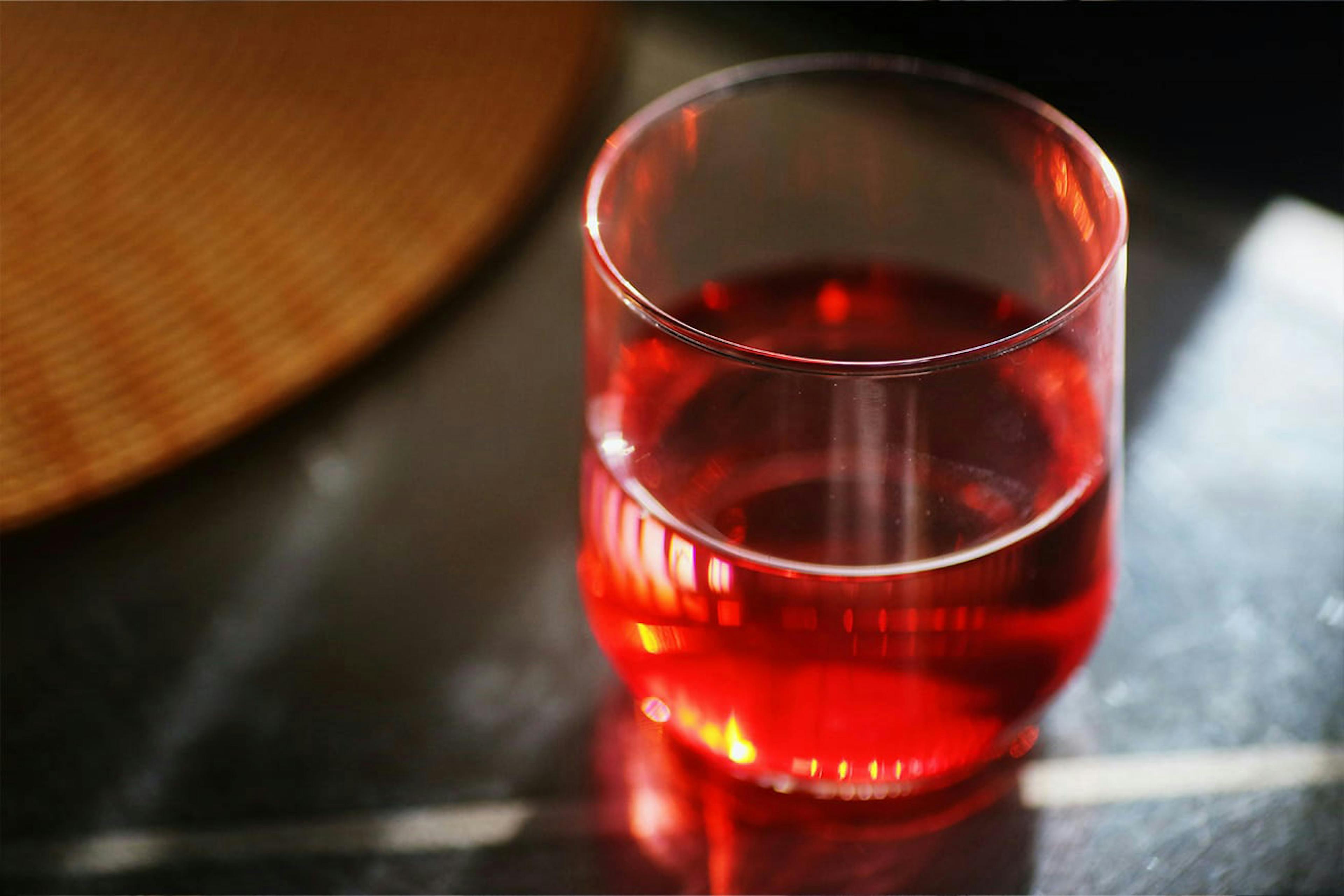 glass of cranberry juice