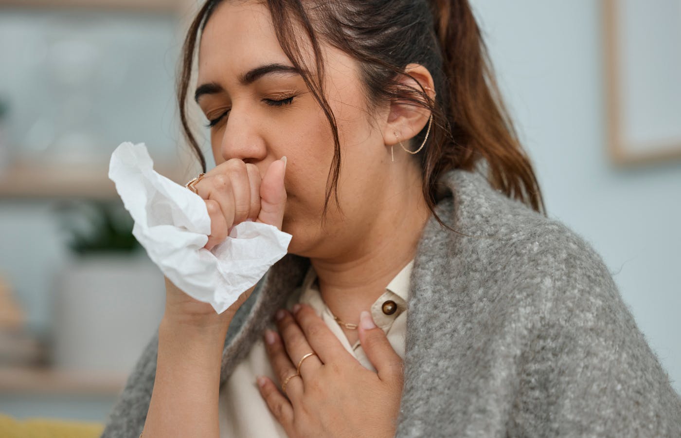 woman coughing
