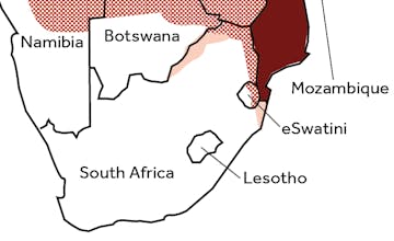 Malariakaart Zuid-Afrika