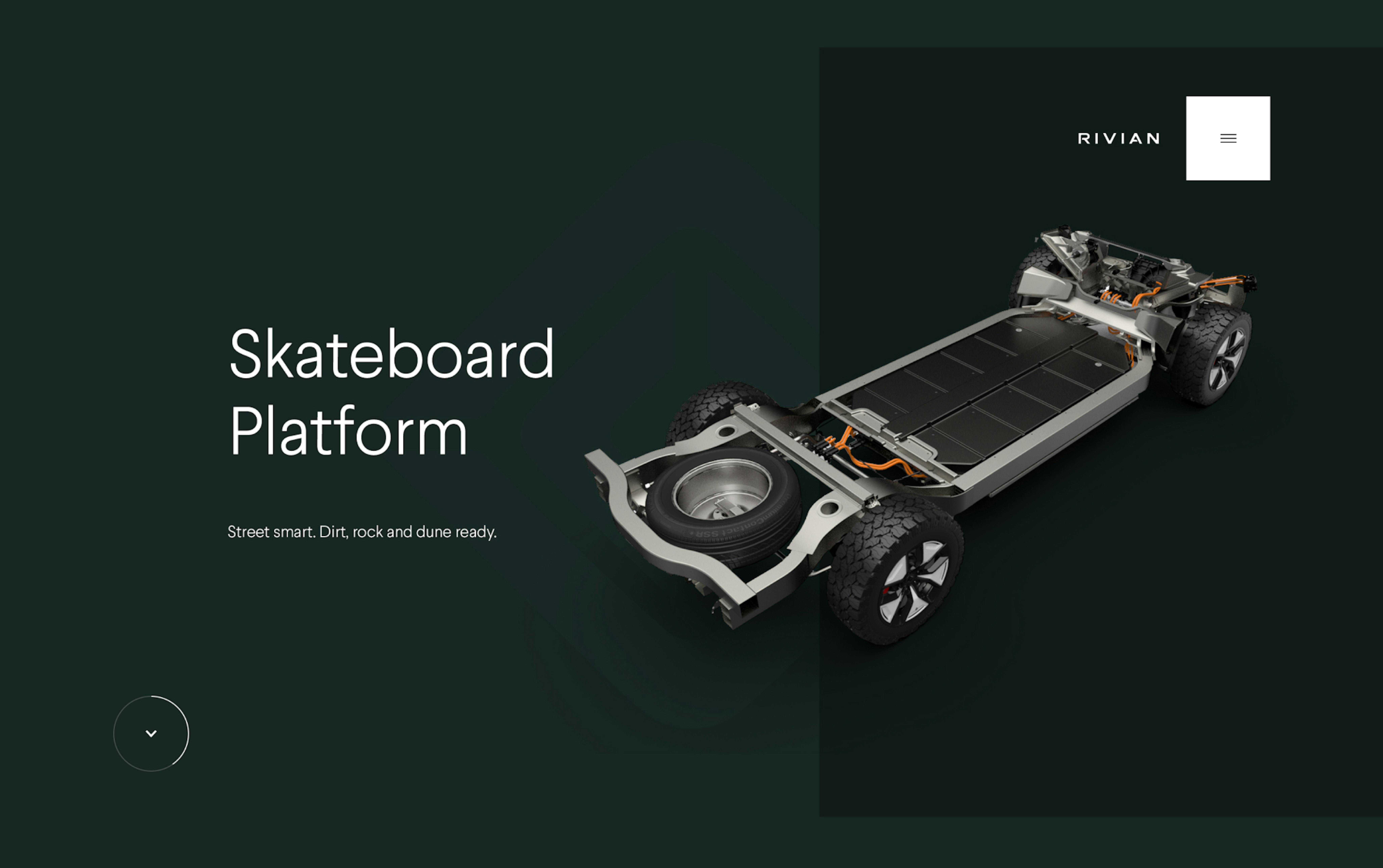 Rivian skateboard platform screen