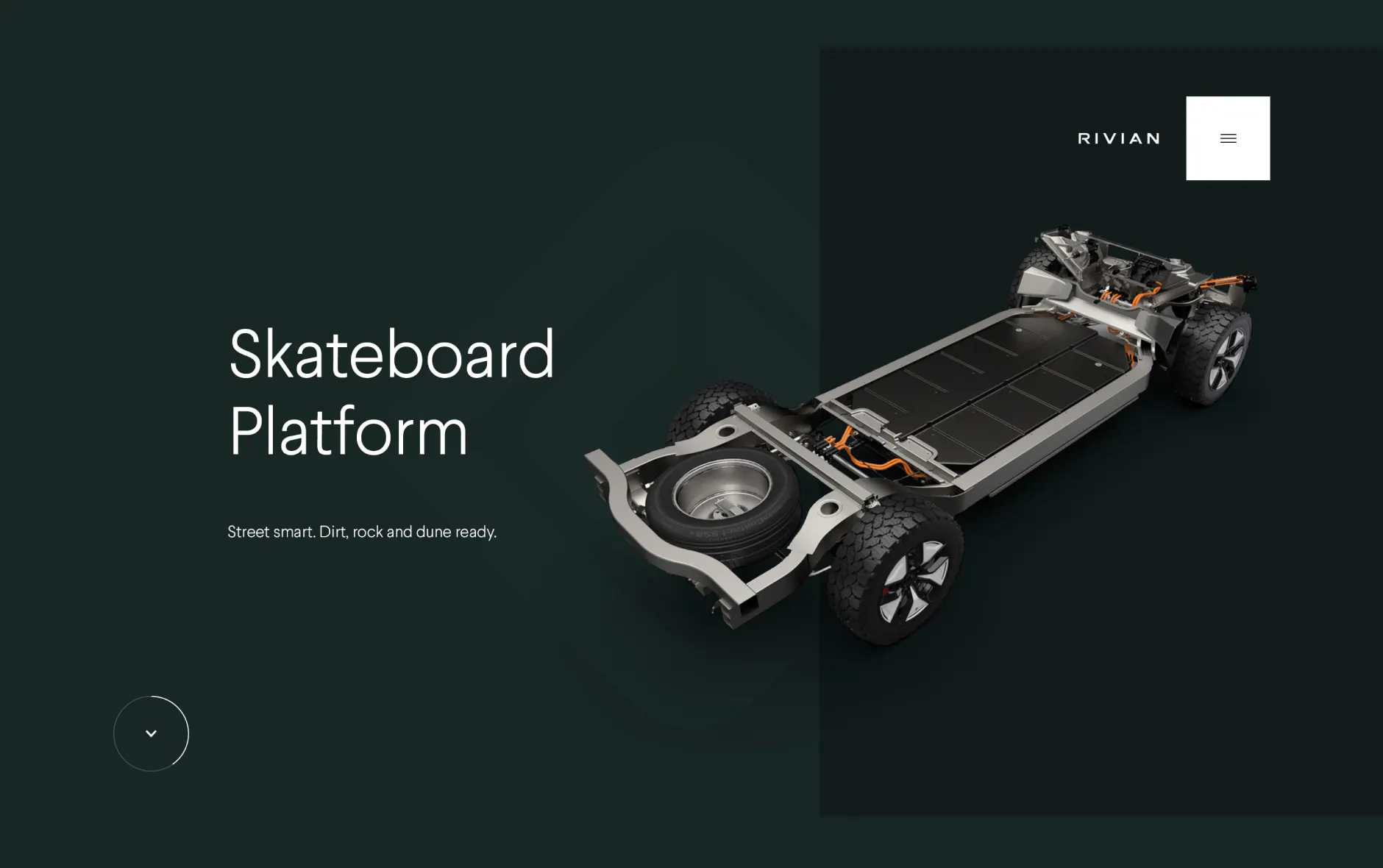 Rivian skateboard platform screen