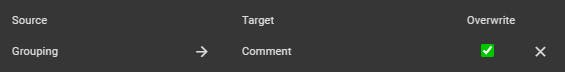 Map the Grouping field to Comment