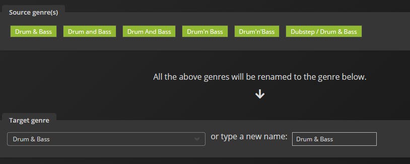 Change your track genres in just a few clicks