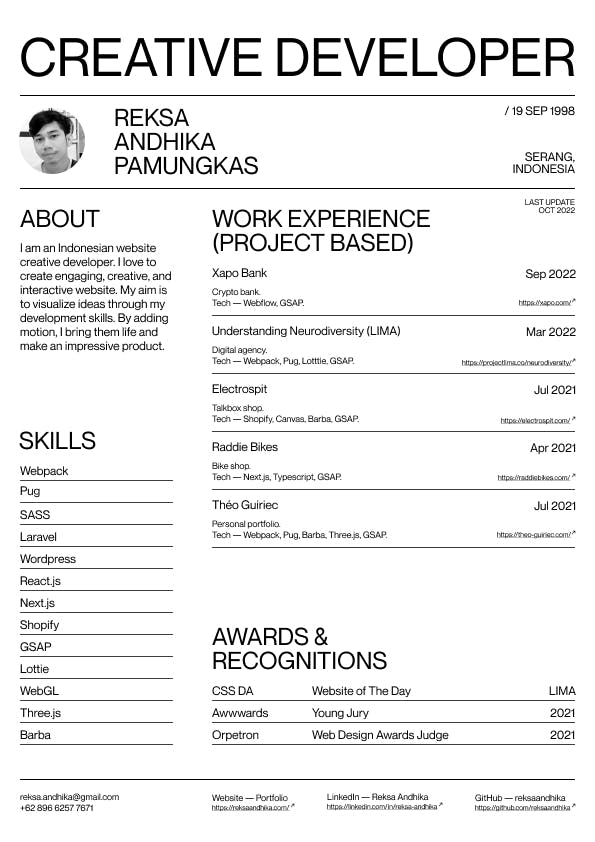 CV Reksa Andhika - Creative Developer